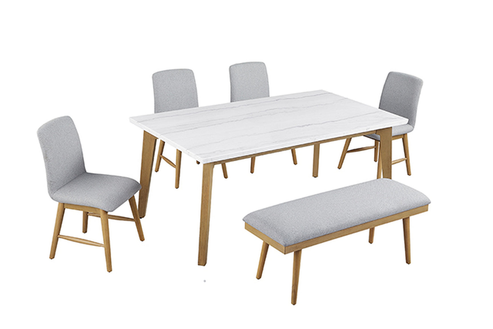 Mandier Natural 6 Pc. Dining Table Set w/ Bench