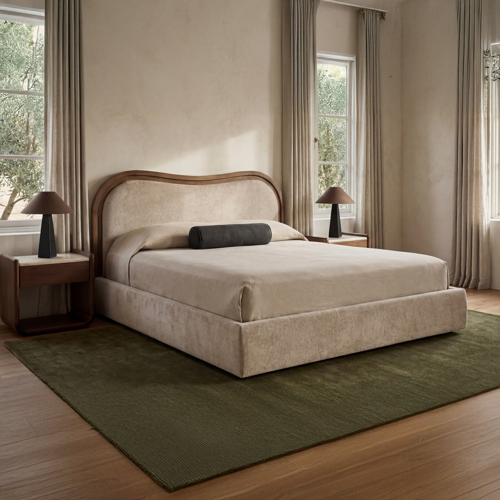 Camilla Oat/Dark Brown King Bed