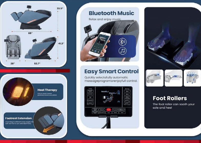 FPL-EC1270C-BLACK Massage Chair - Ornate Home