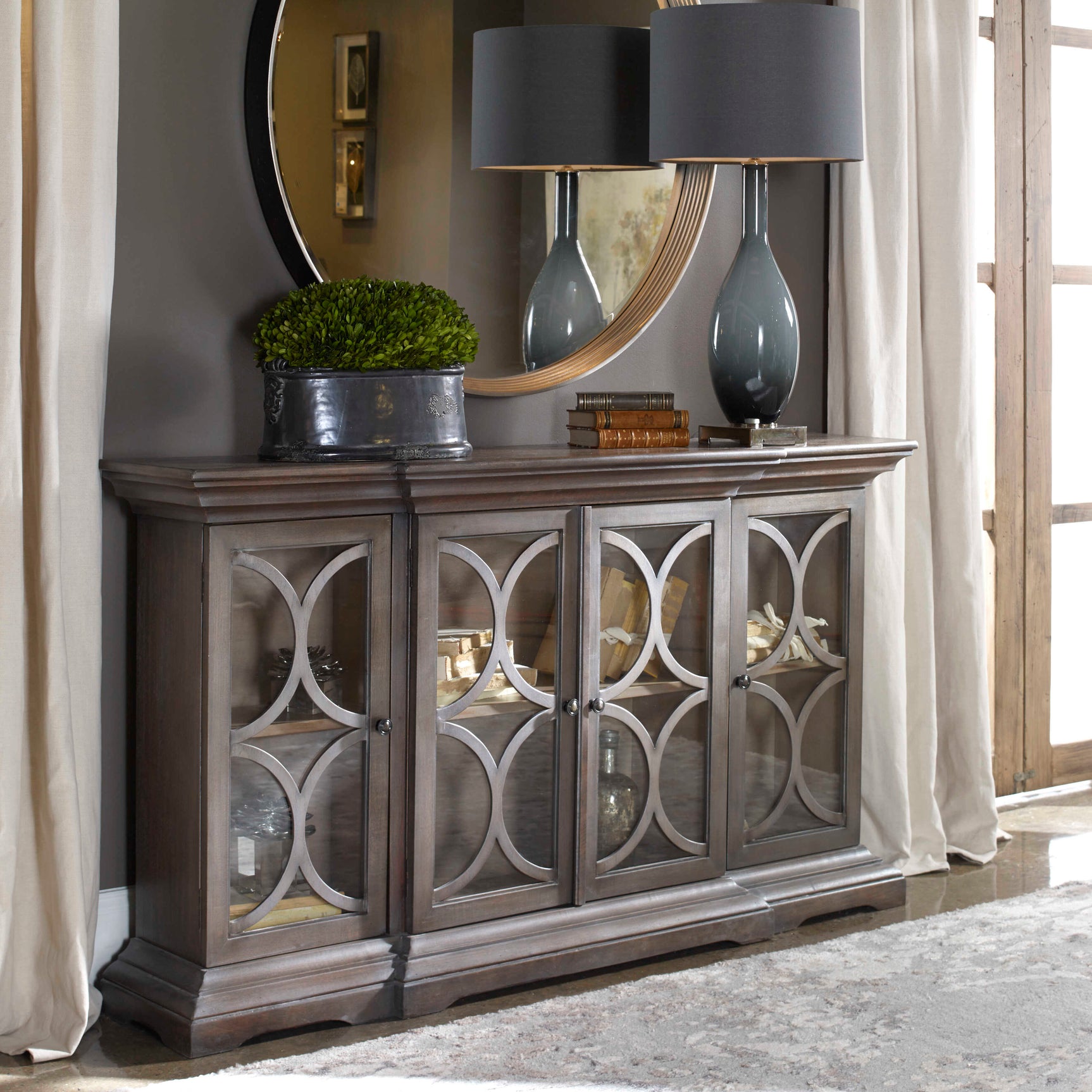 Belino Gray Wooden 4 Door Chest