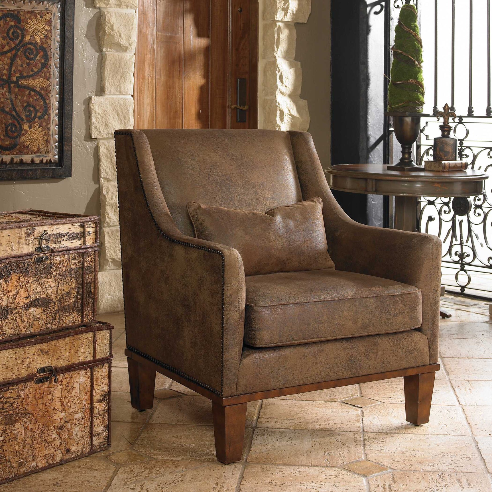 Clay Brown Leather Armchair
