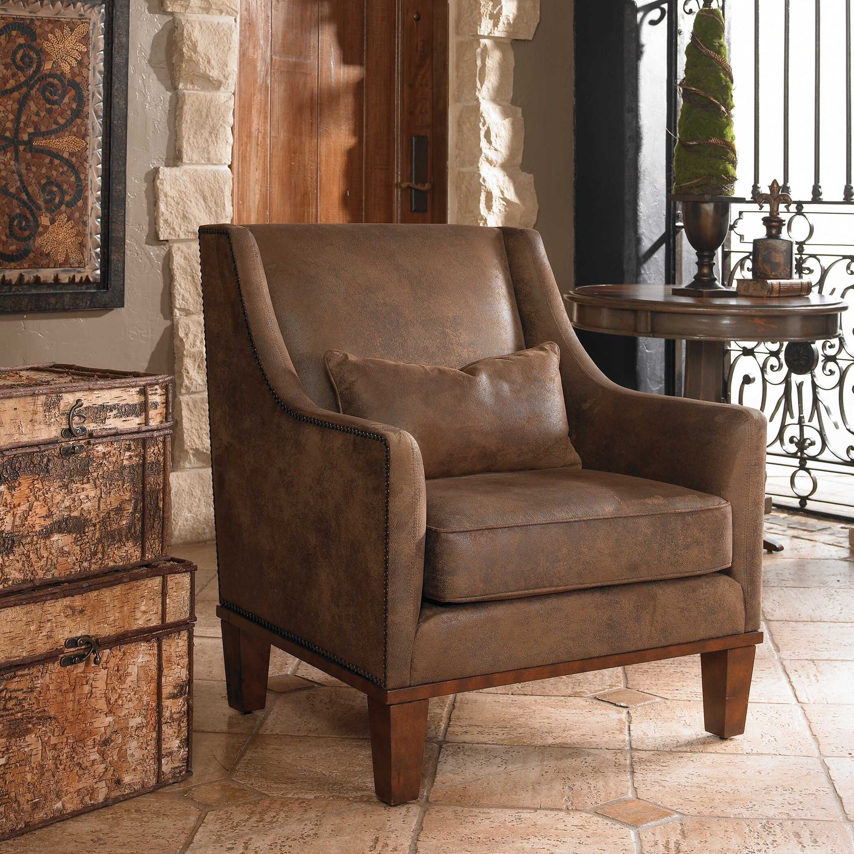 Clay Brown Leather Armchair