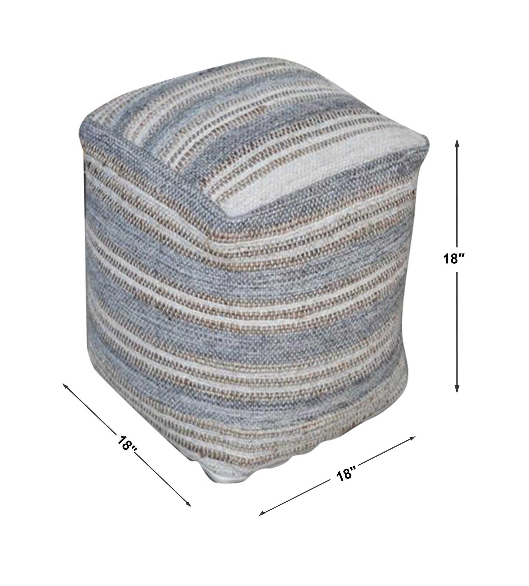 Mesick Gray Handwoven Pouf