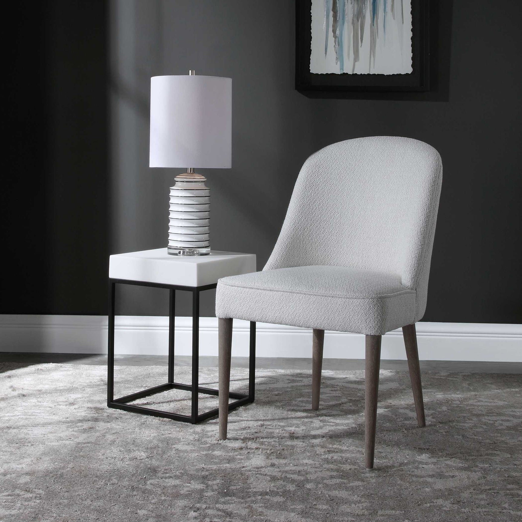 Brie White Armless Chair (Set of 2)