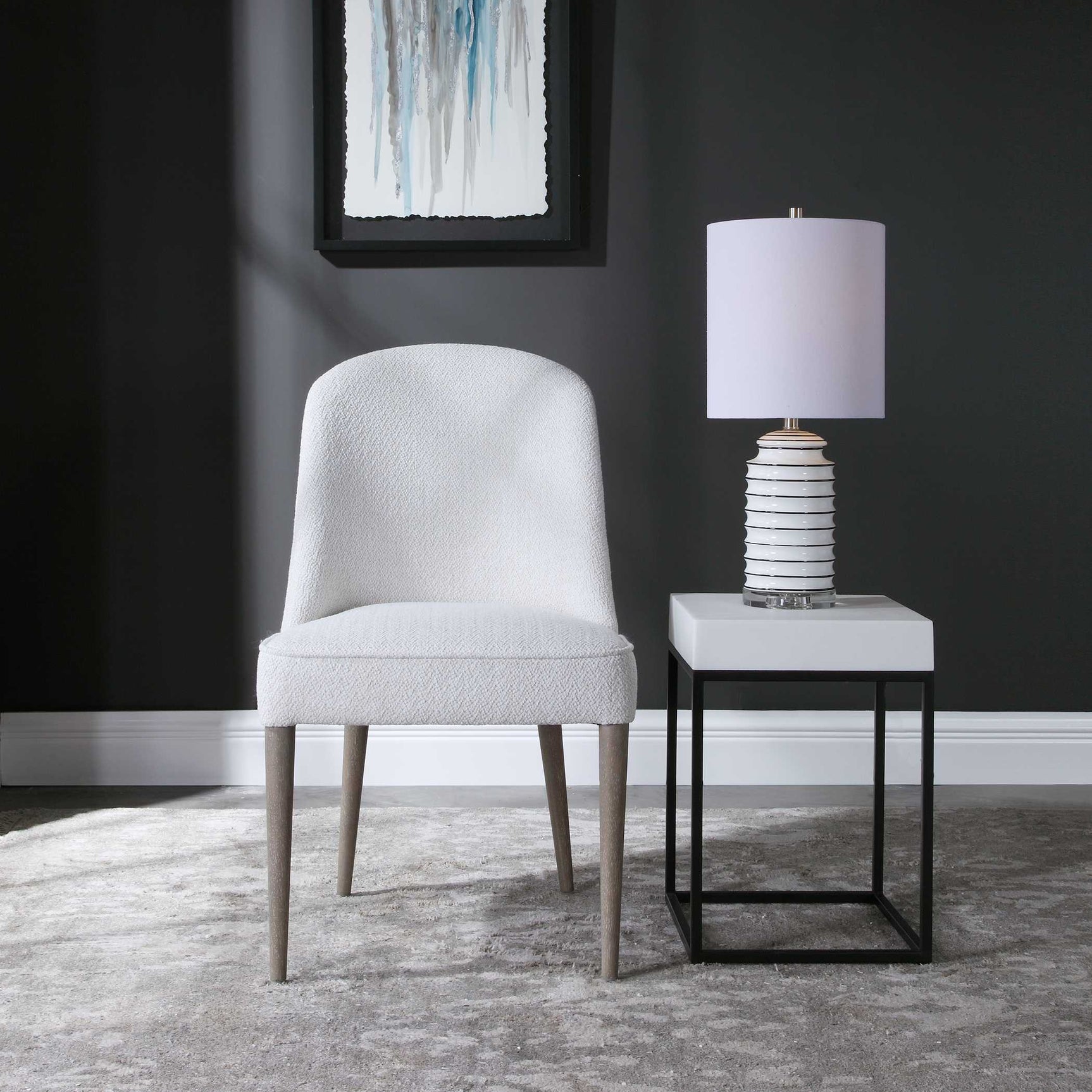 Brie White Armless Chair (Set of 2)