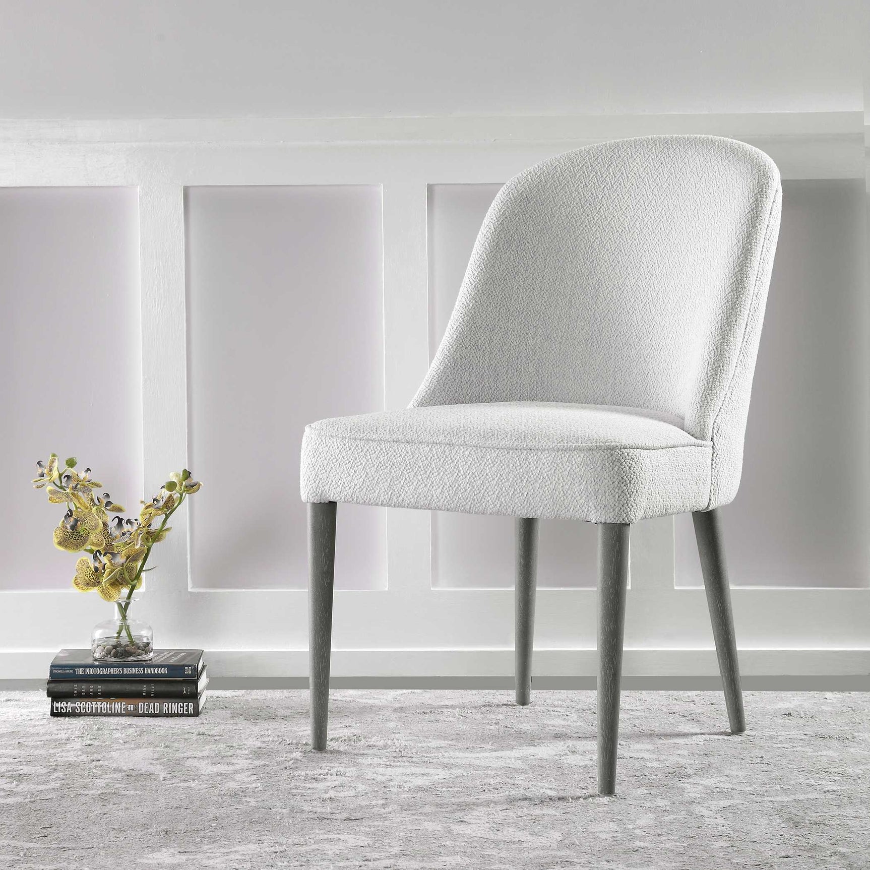 Brie White Armless Chair (Set of 2)