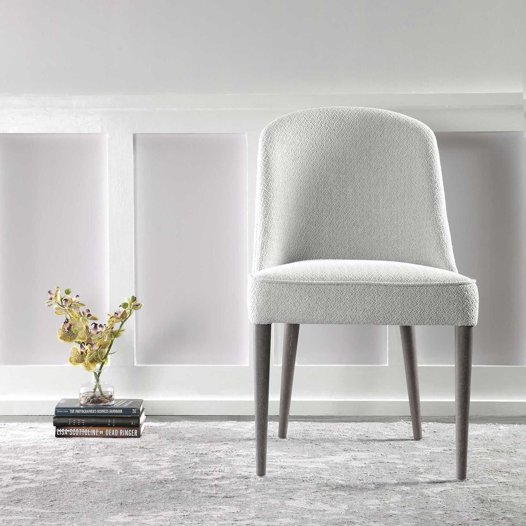 Brie White Armless Chair (Set of 2)
