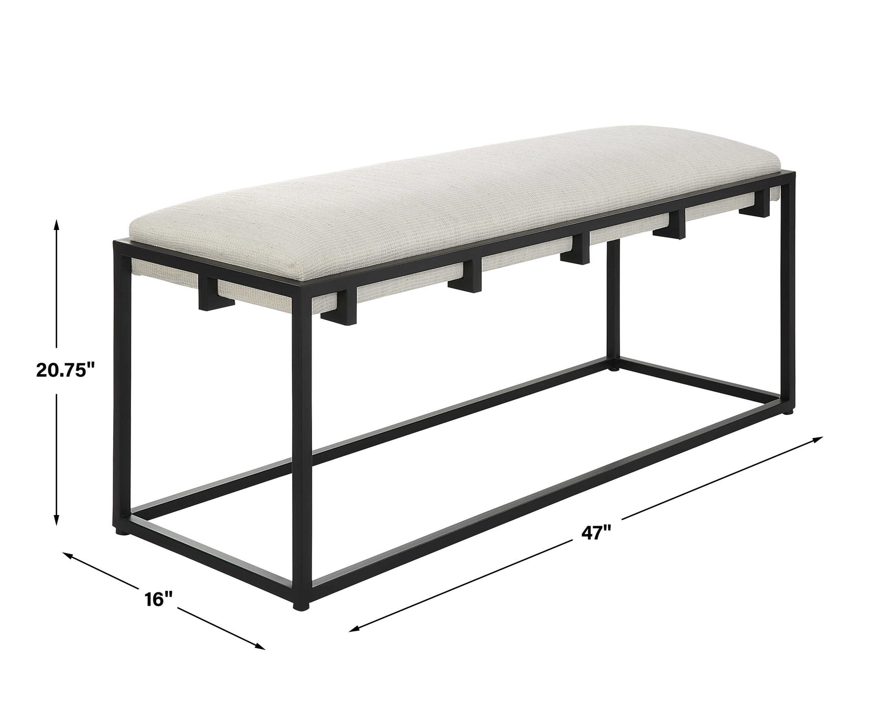 Paradox Black/White Iron & Fabric Bench