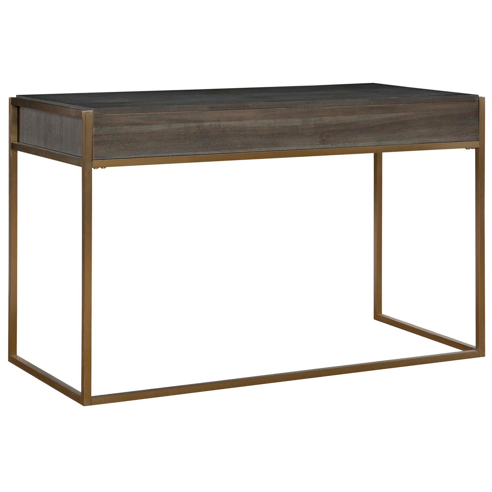 Taja Brass/Woodtone Modern Writing Desk