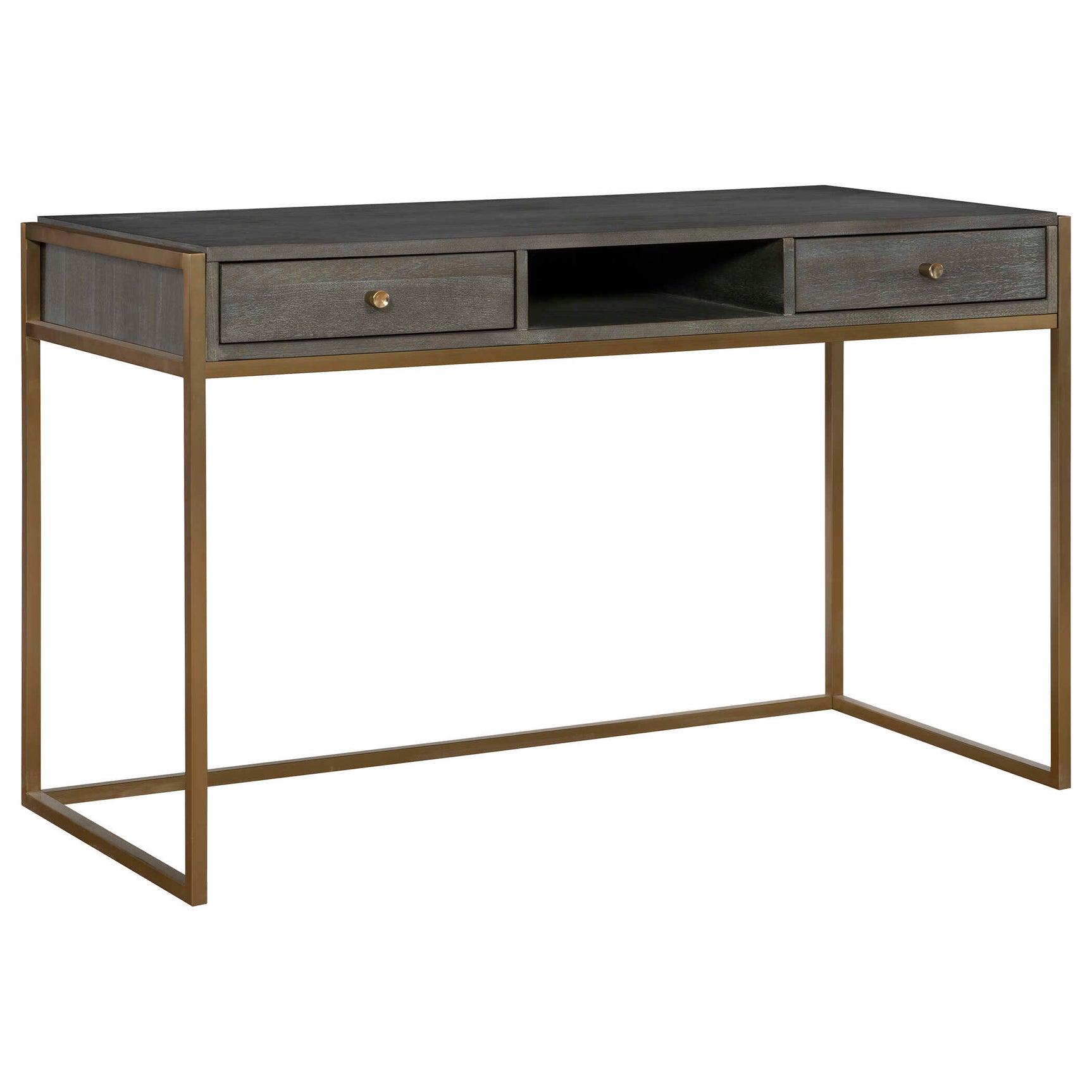 Taja Brass/Woodtone Modern Writing Desk