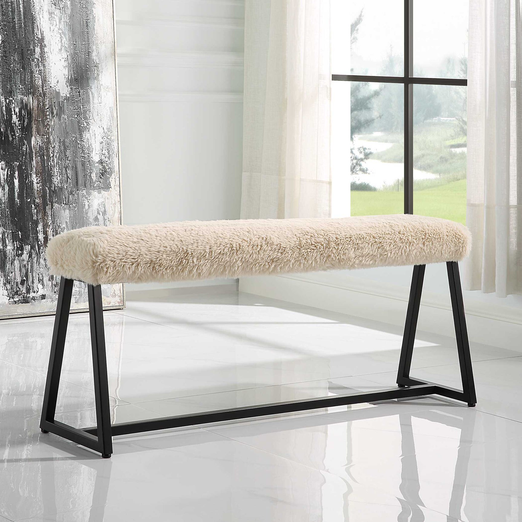 Taupo Brown Sheepskin Bench