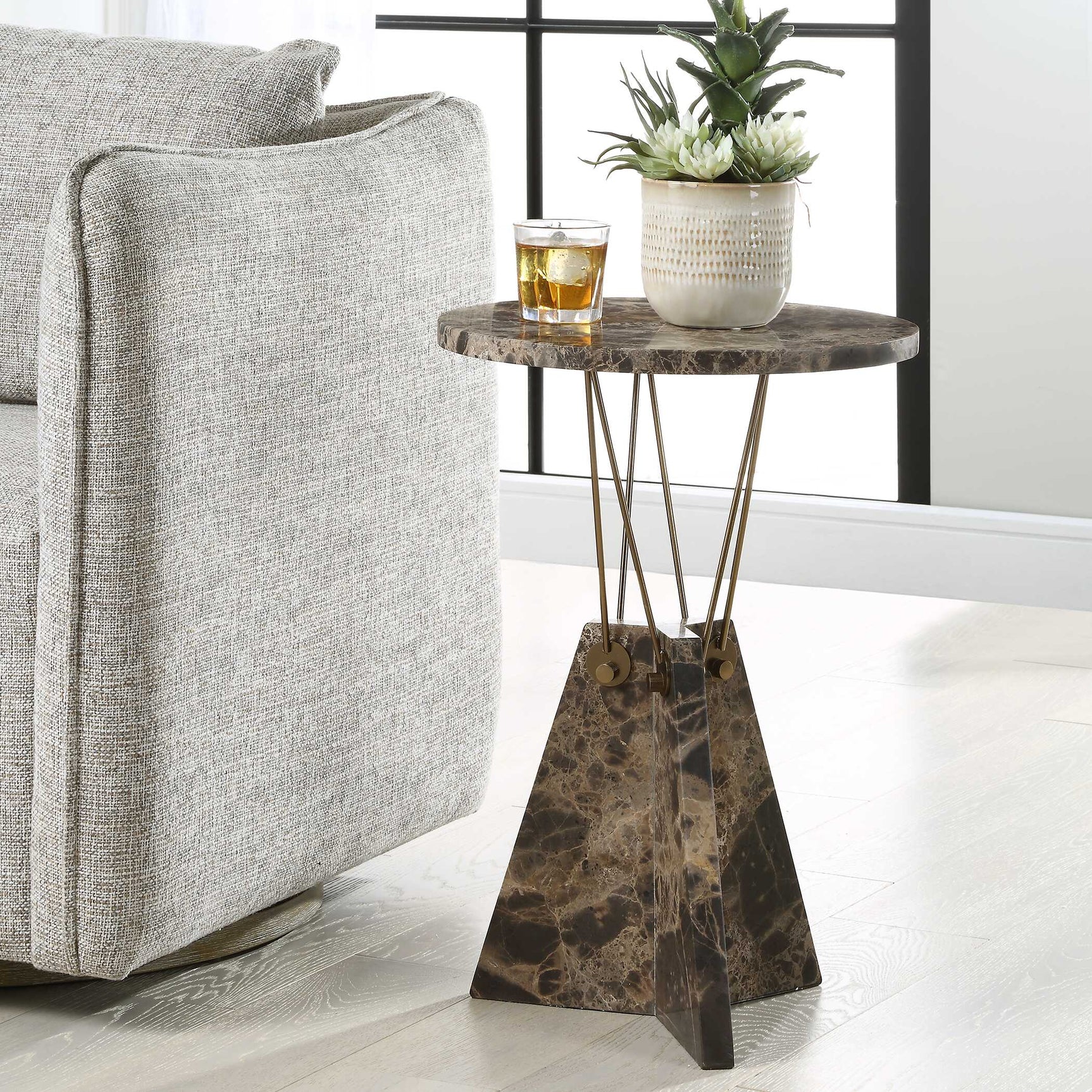 Levitate Brown Marble Accent Table