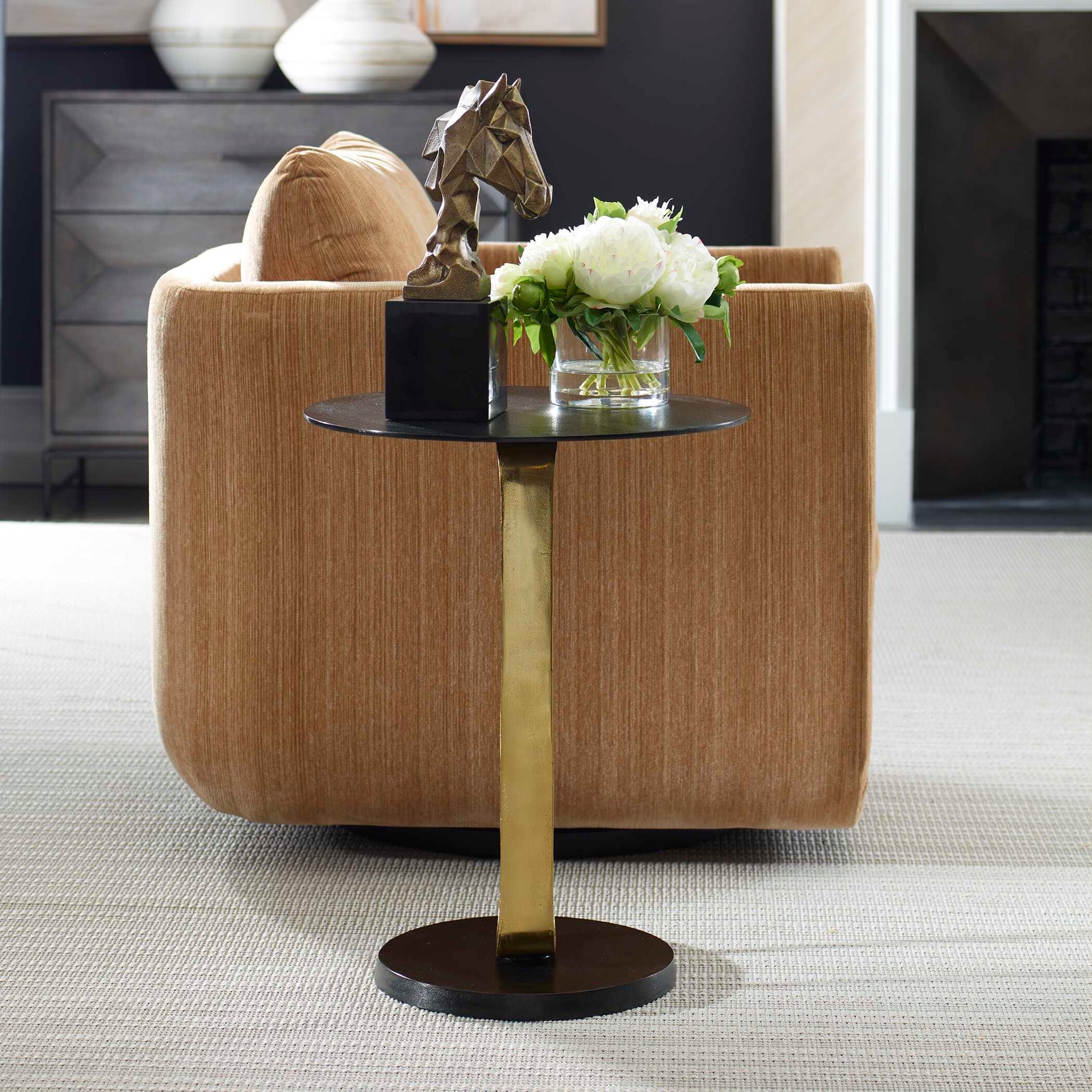 Aperture Black/Brass Accent Table