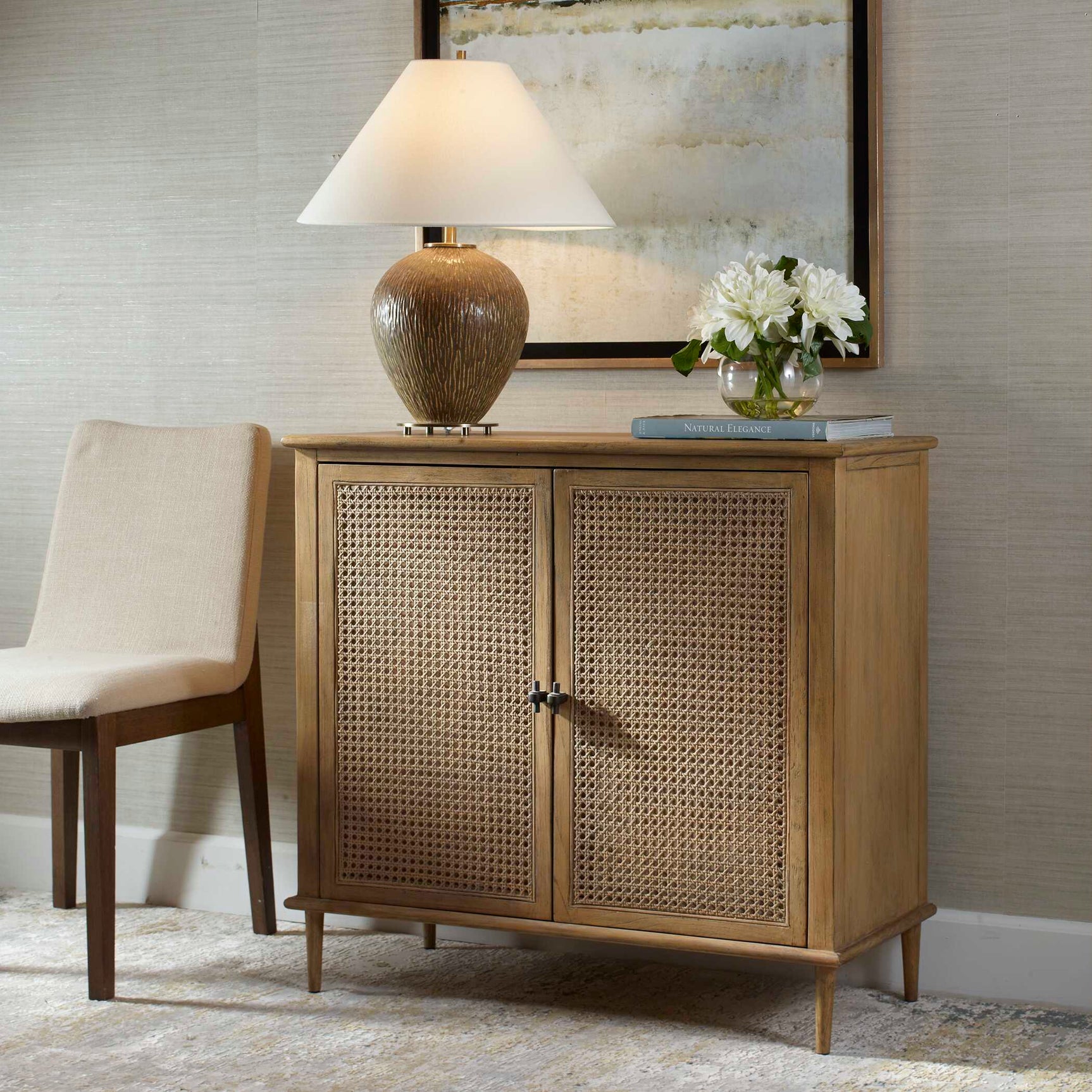 Coast Woodtone 2 Door Rattan Cabinet