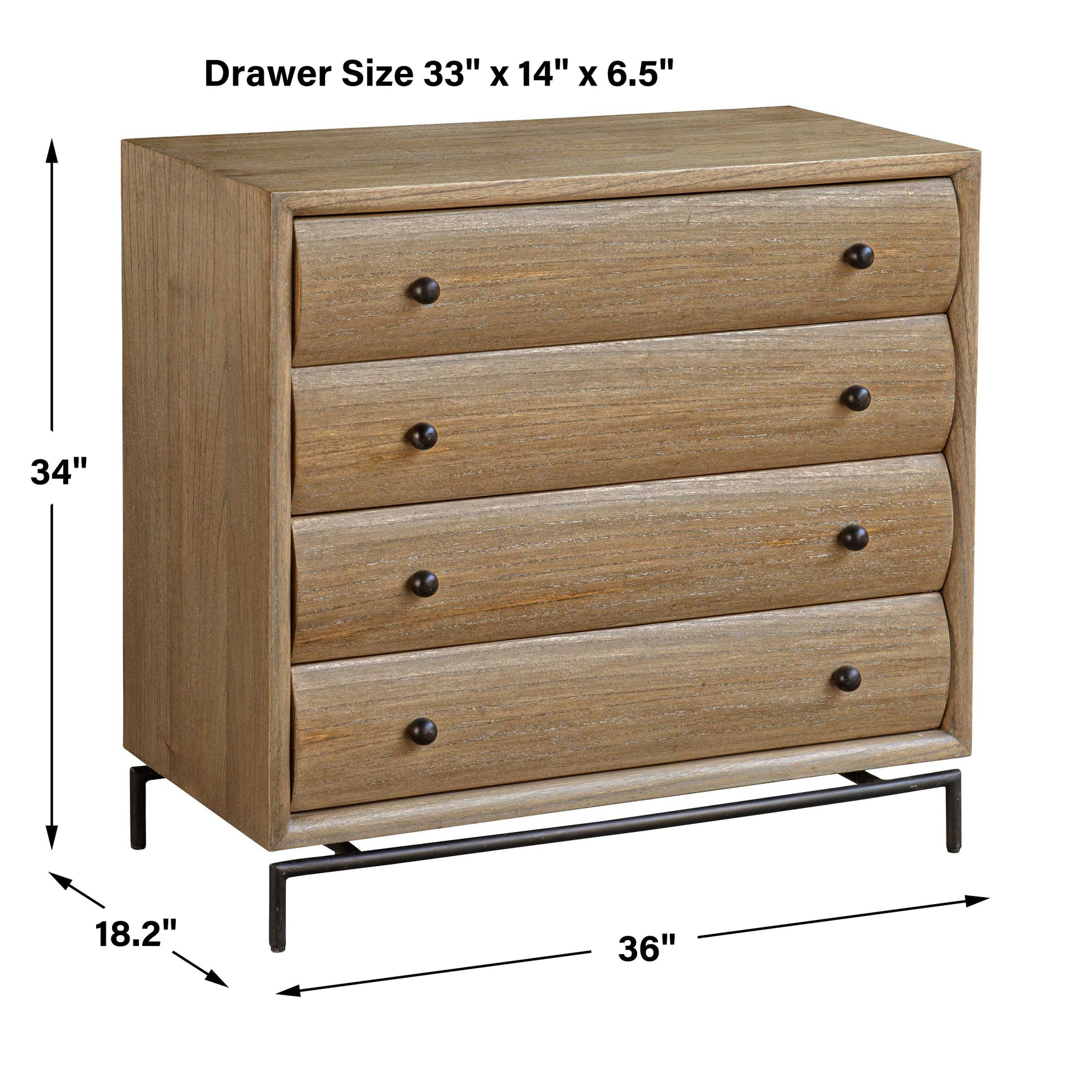 Millard Woodtone Curved 4 Drawer Chest