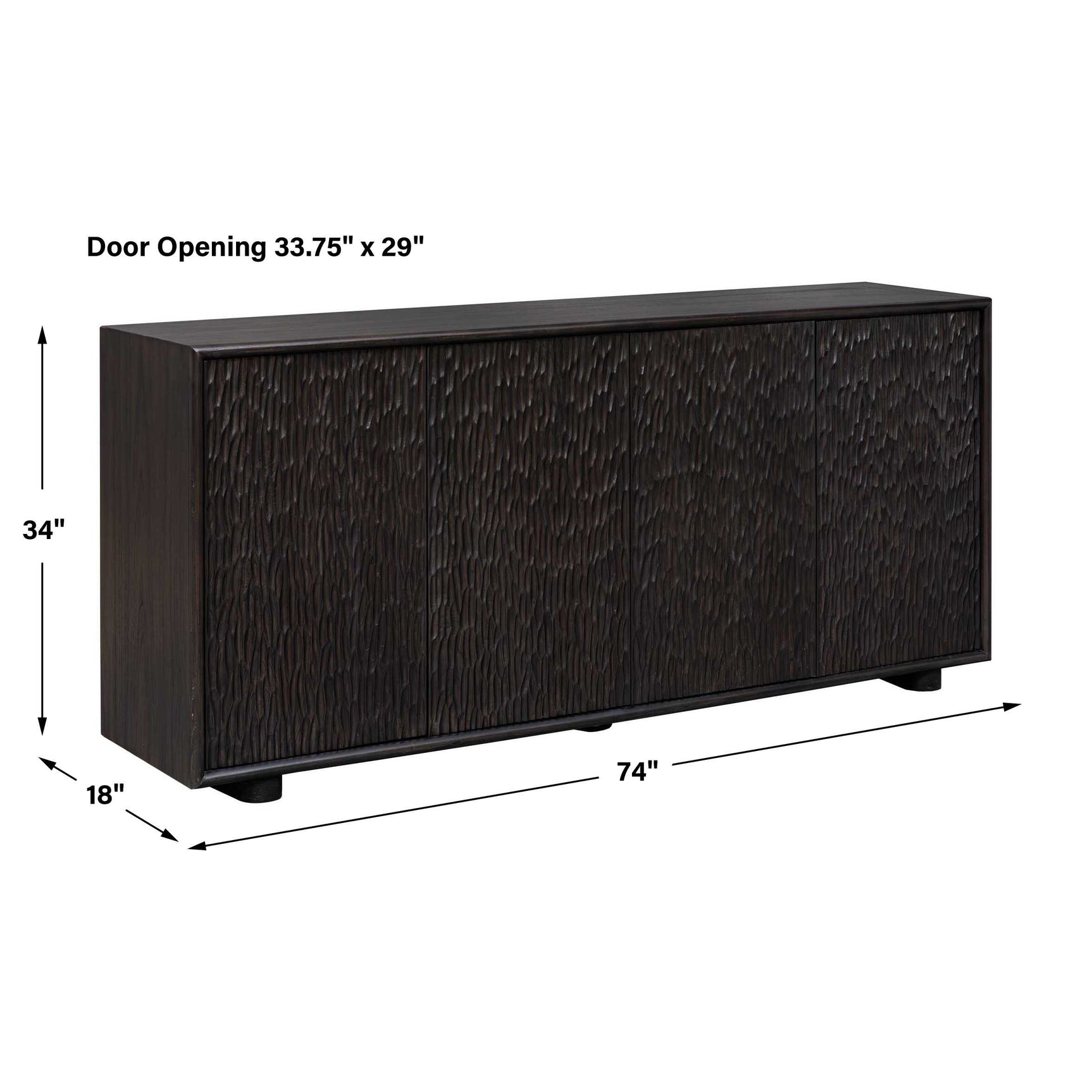 Stevenson Ebony Wood 4 Door Cabinet