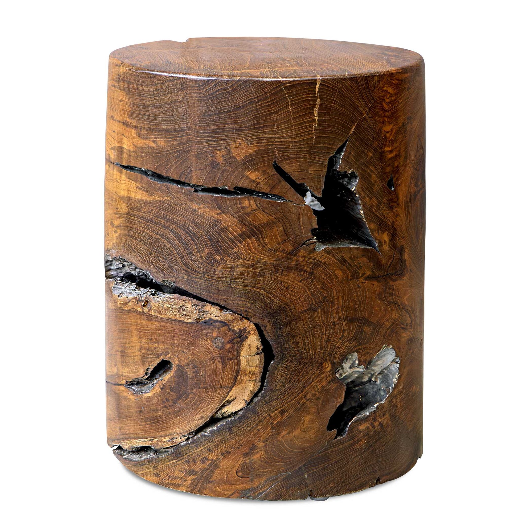 Rafe Silver/Woodtone Wooden Accent Stool