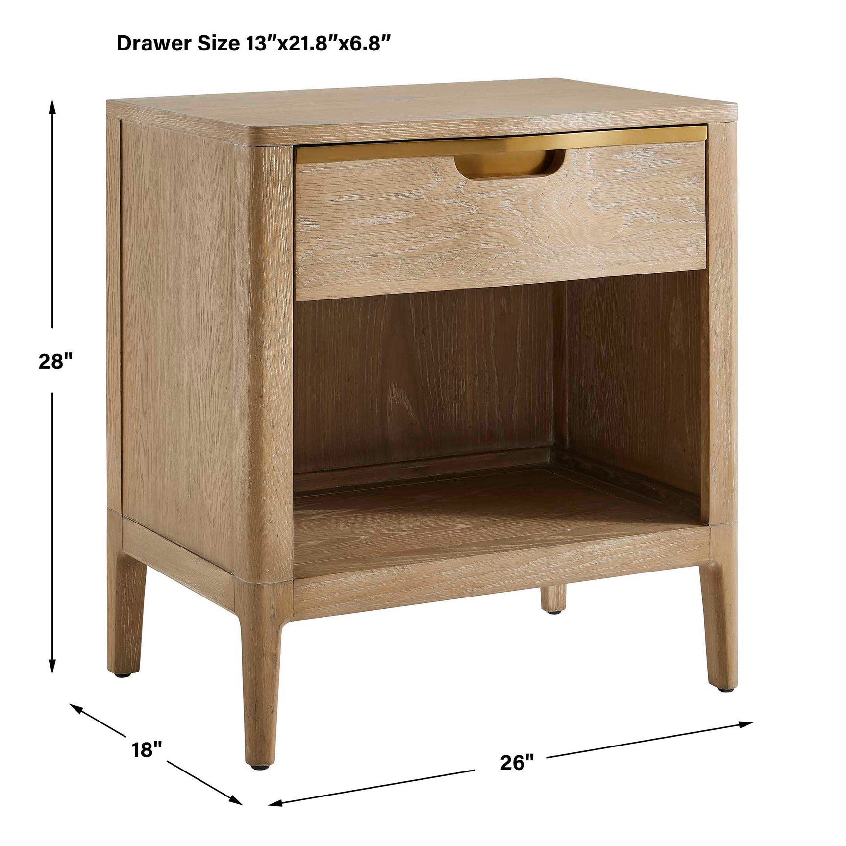 Tabi Brass/Woodtone Natural Wood Side Table