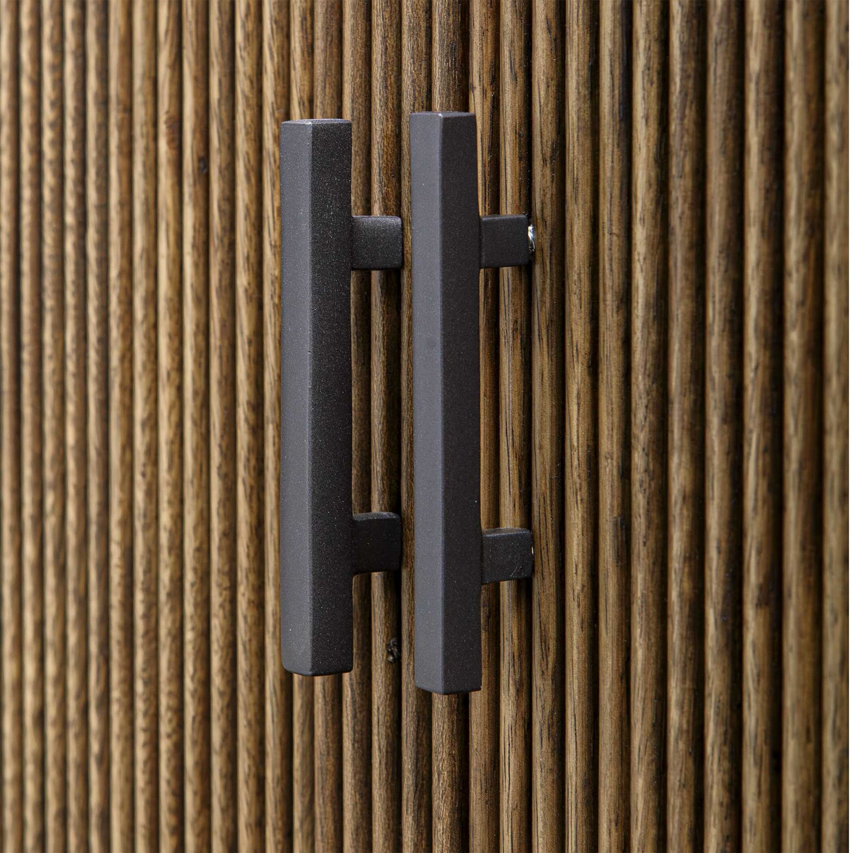 Pinstripe Woodtone Tambour 2 Door Cabinet