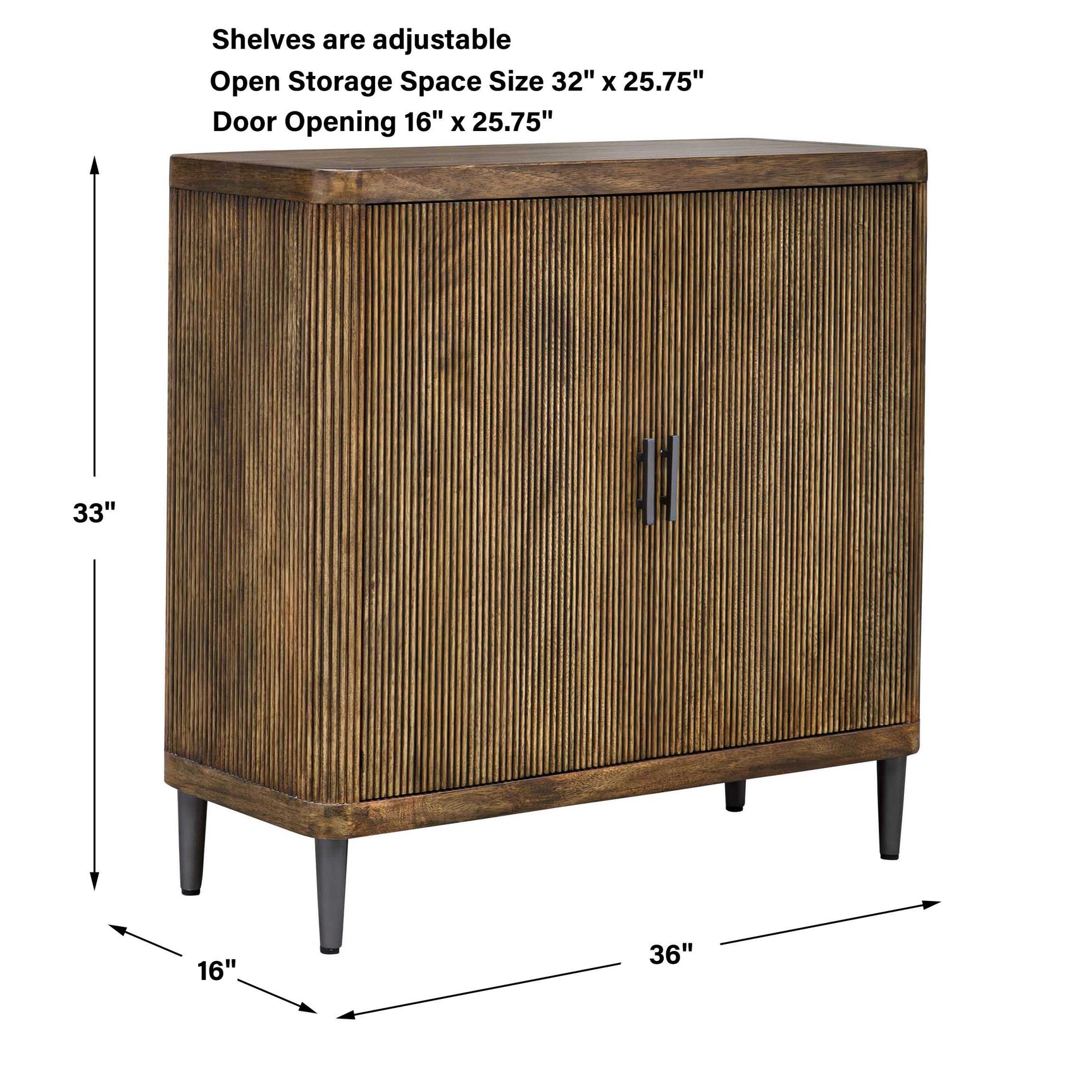 Pinstripe Woodtone Tambour 2 Door Cabinet