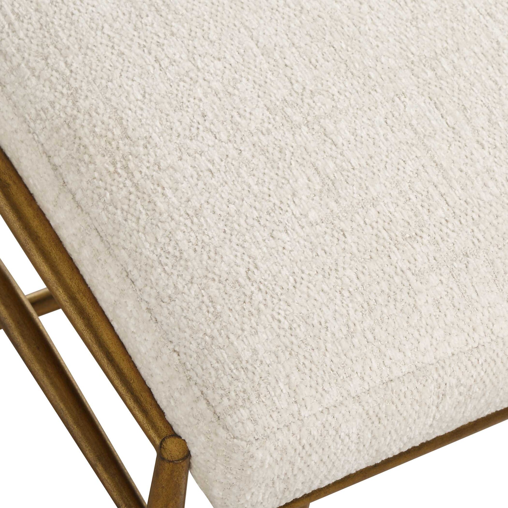 Karleen Gold/White Plush Small Brass Bench
