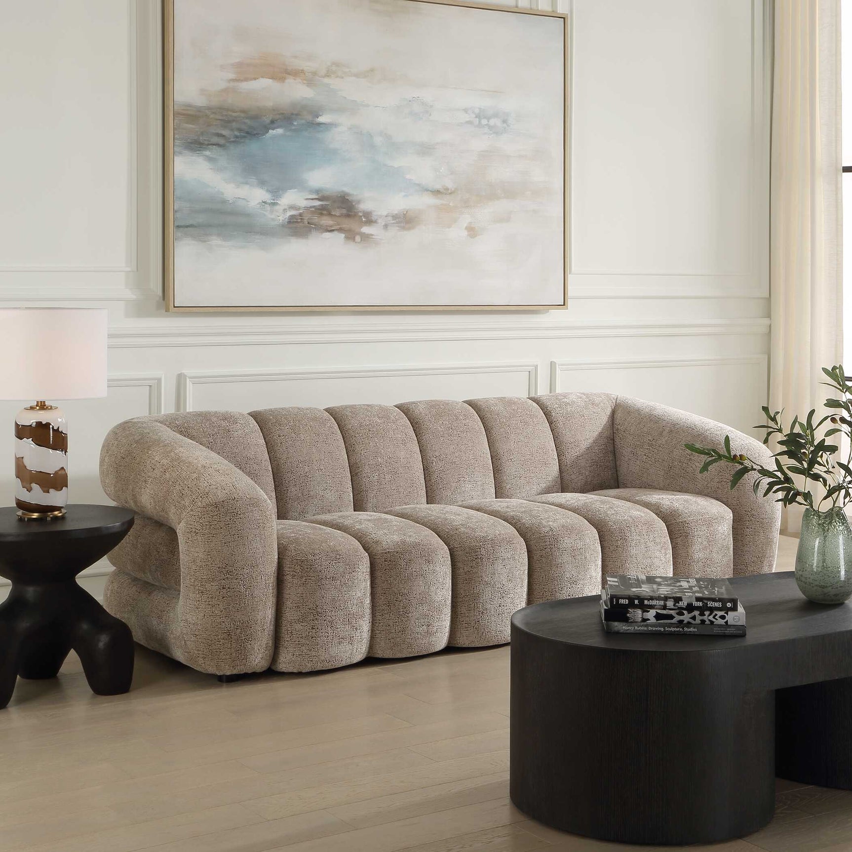 Modella Brown Upholstered Chenille Sofa
