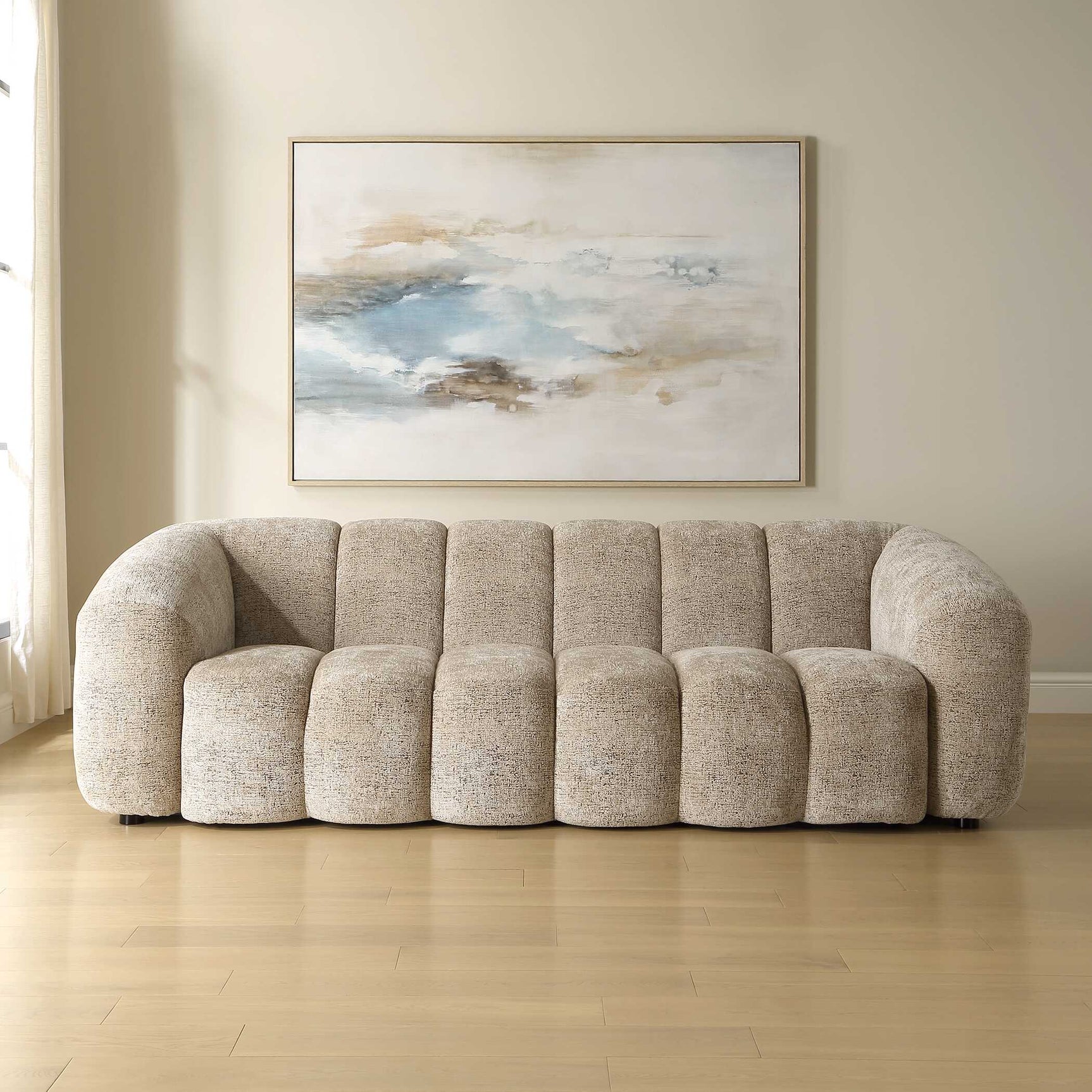 Modella Brown Upholstered Chenille Sofa