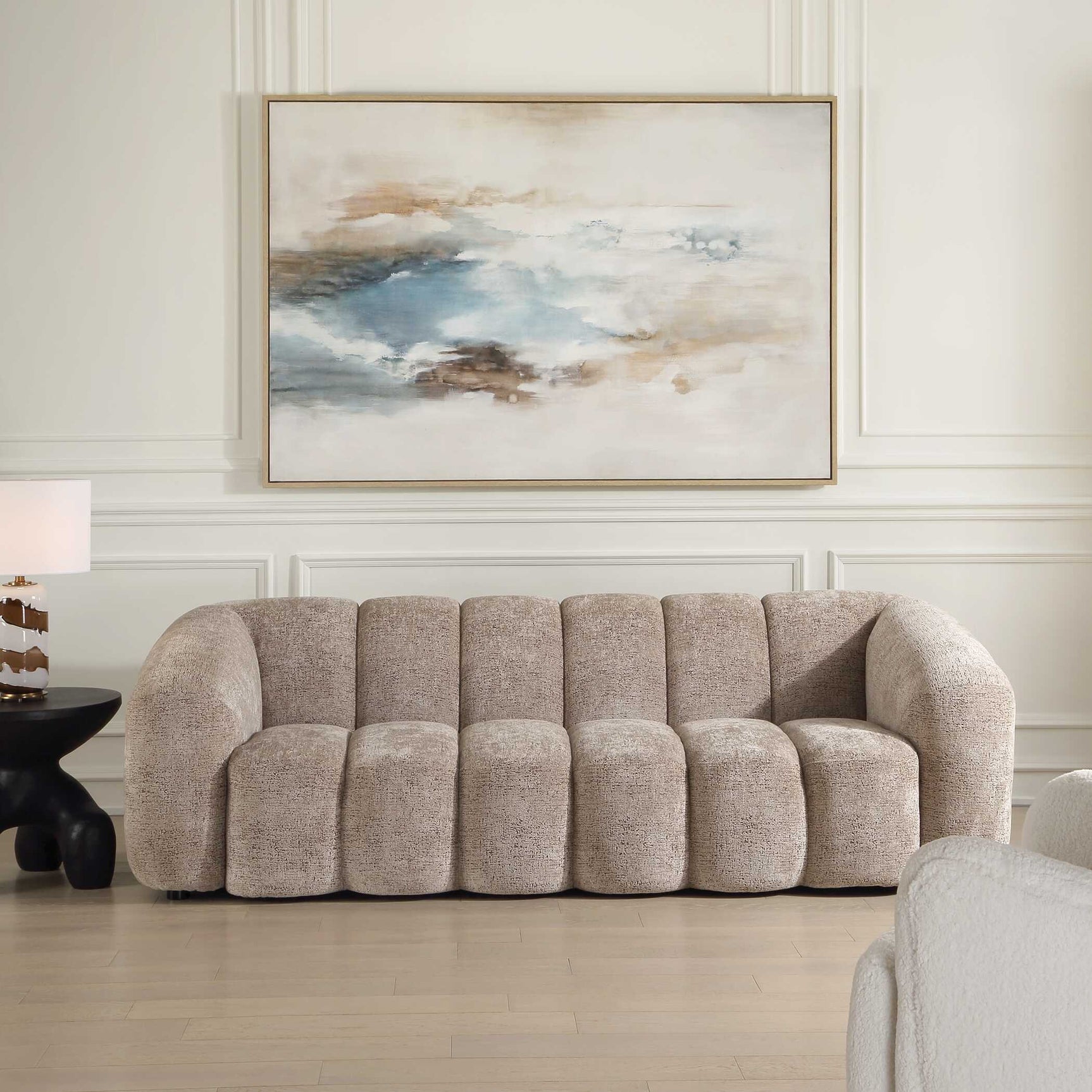 Modella Brown Upholstered Chenille Sofa