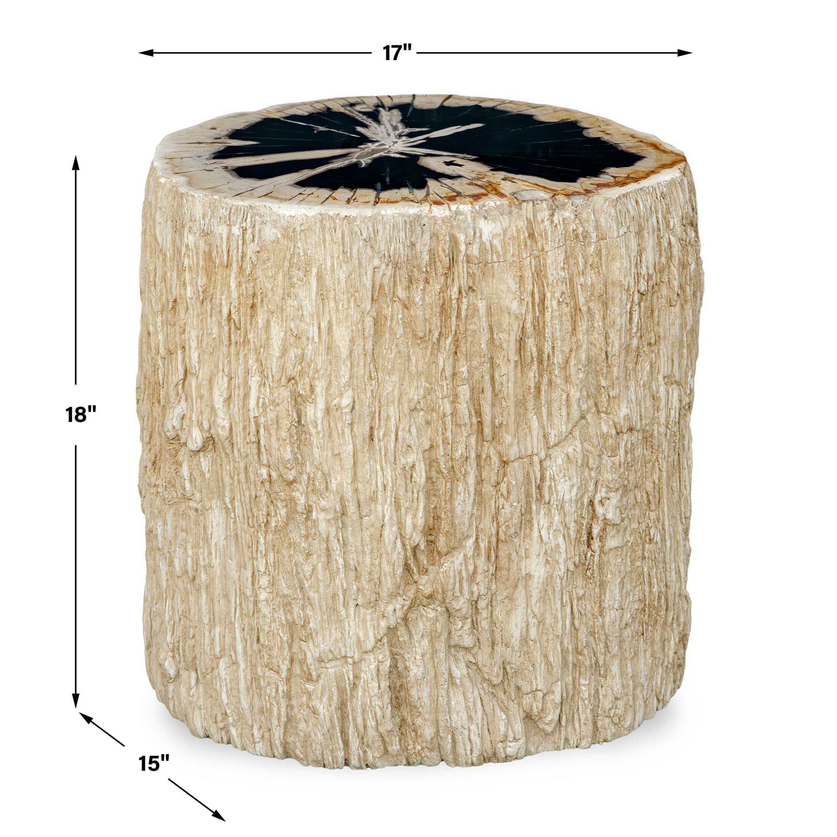 Arco Black/White Petrified Wood Top Accent Table