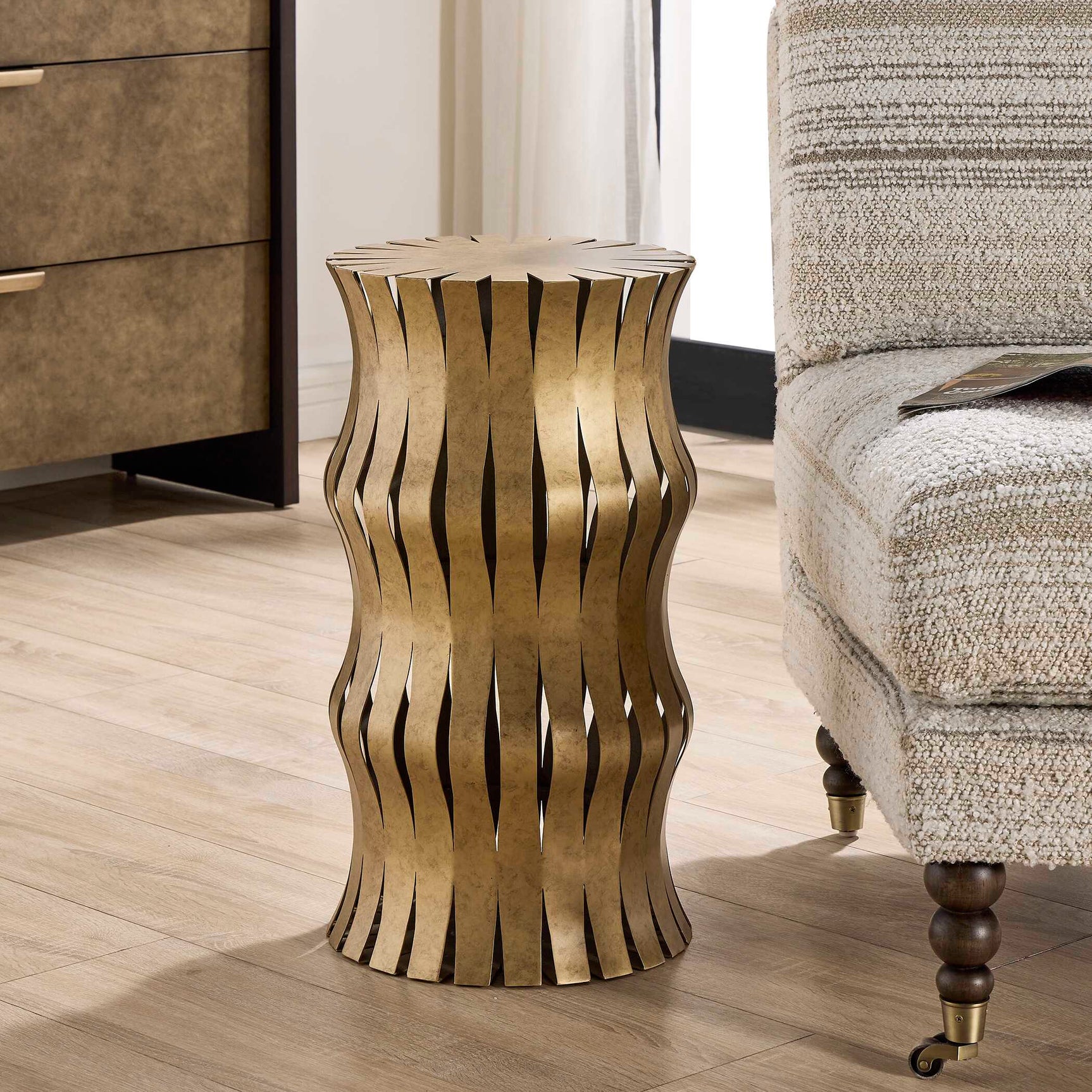 Arida Aged Gold Accent Table