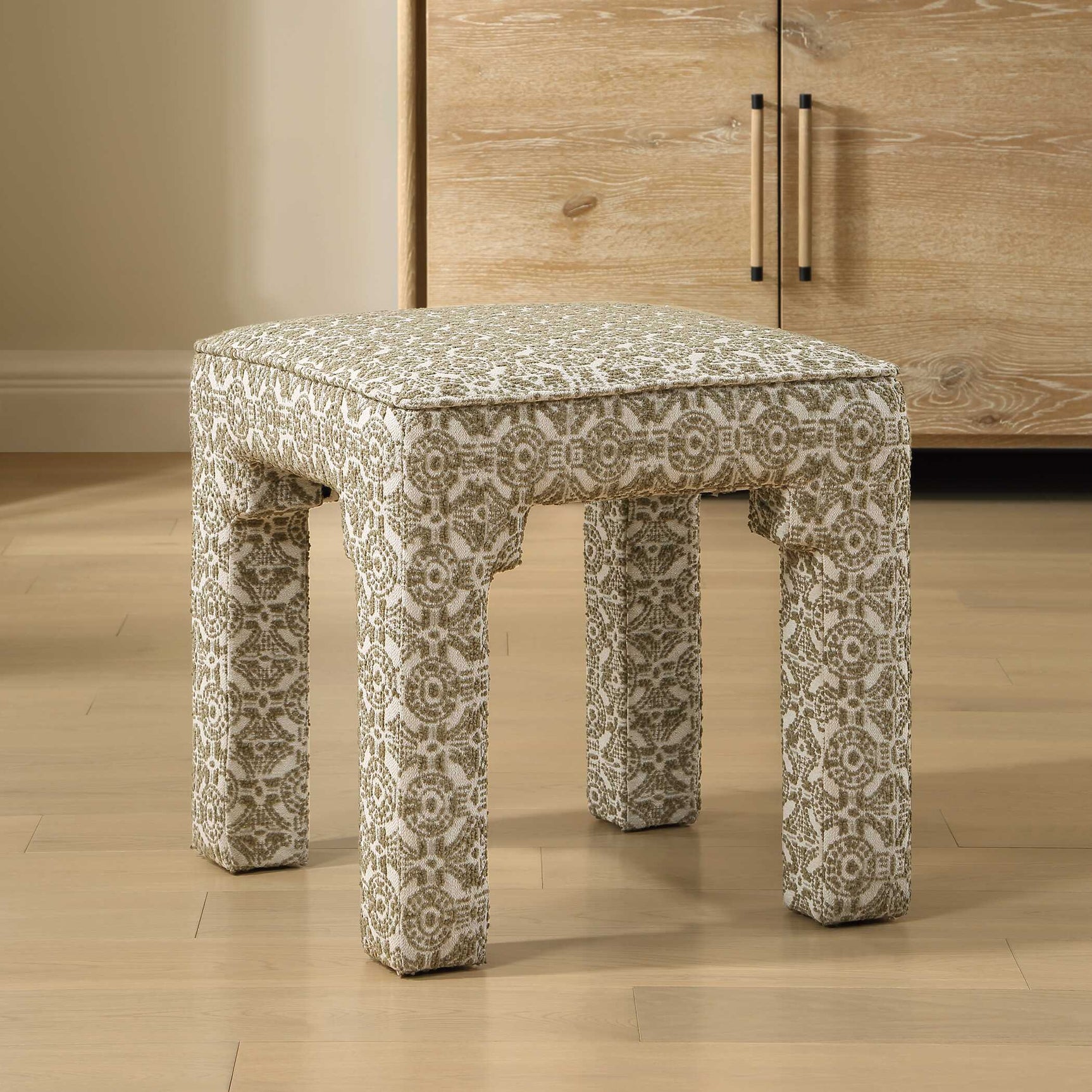 Satoria Green/White Upholstered Small Bench