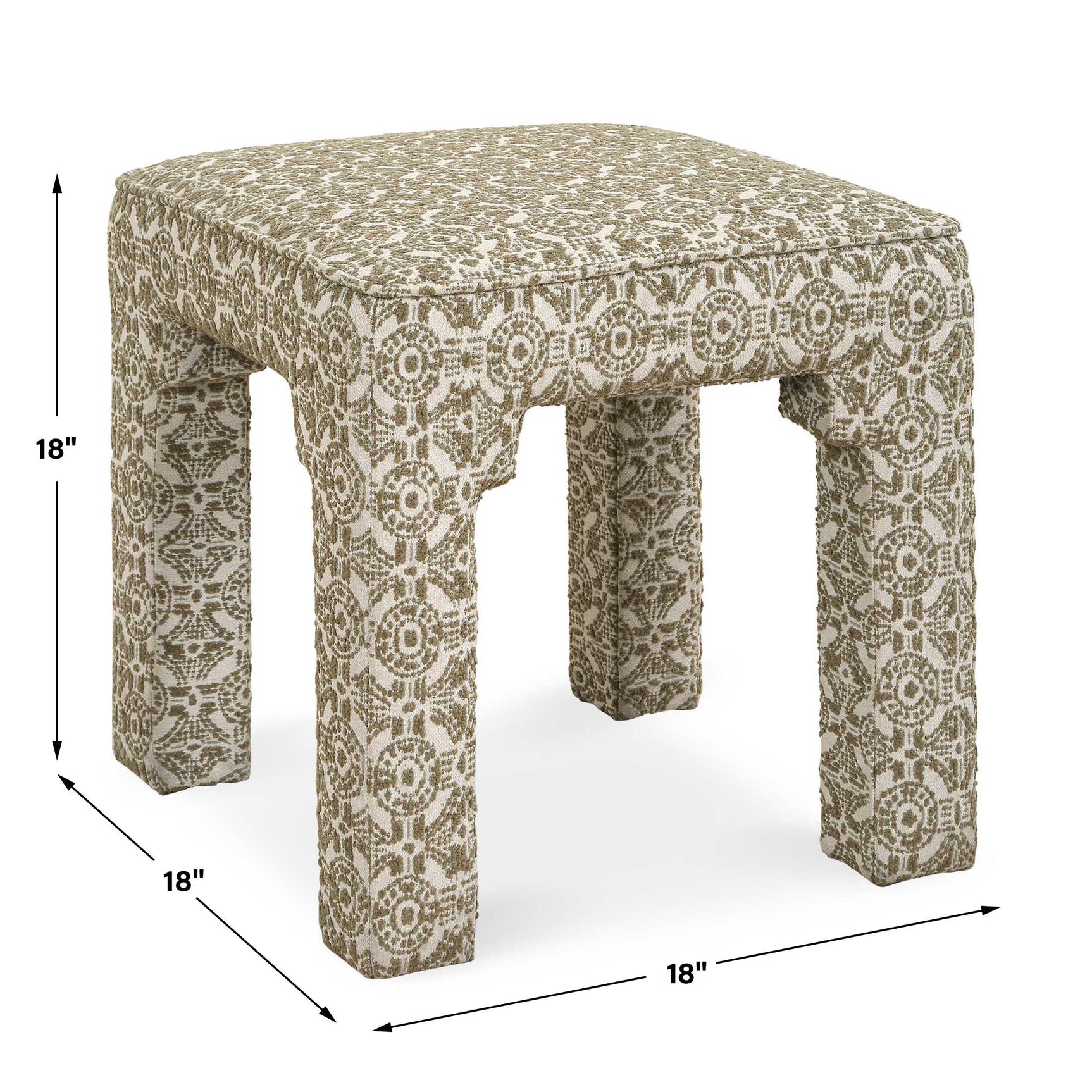 Satoria Green/White Upholstered Small Bench