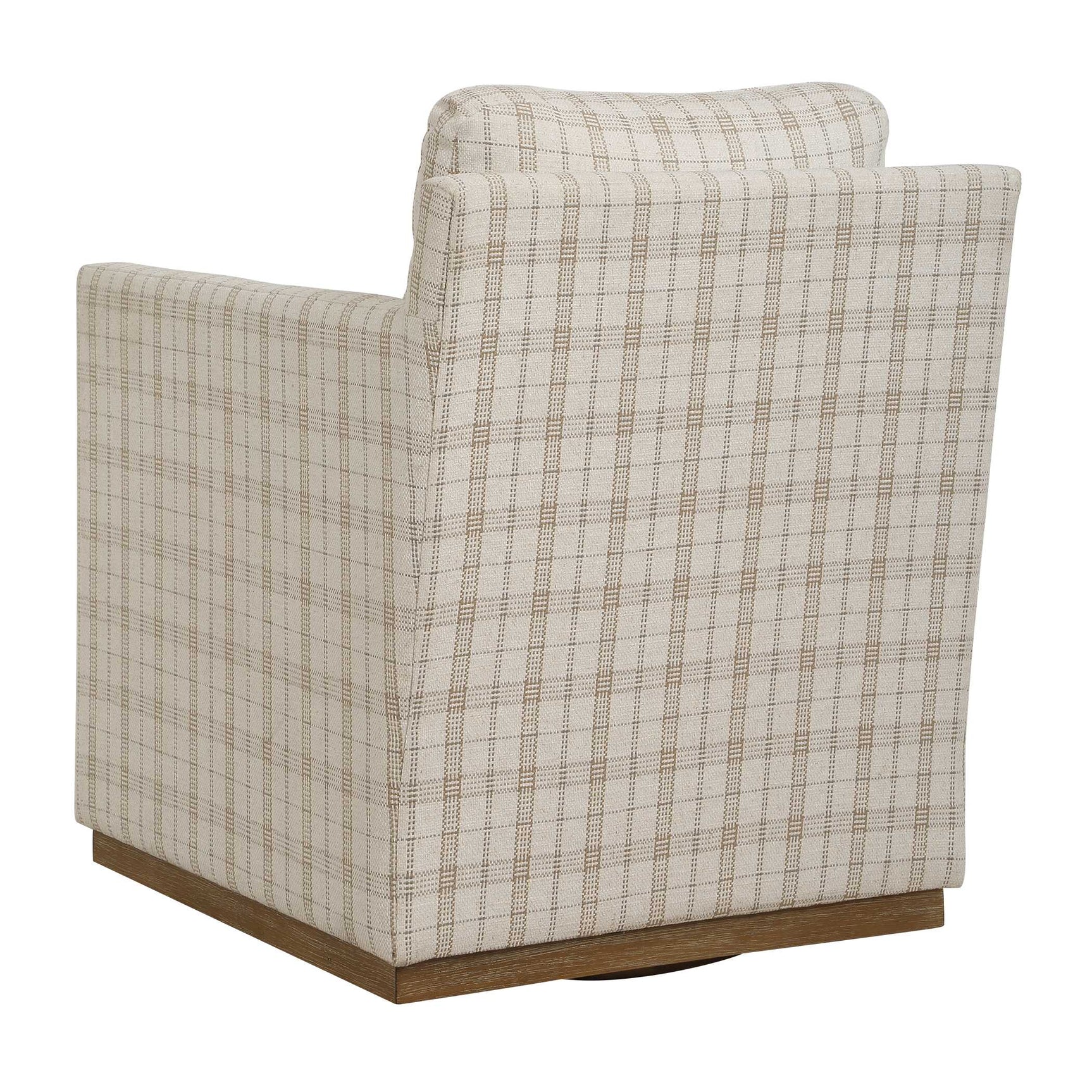 Basie White Casual Linen Swivel Chair