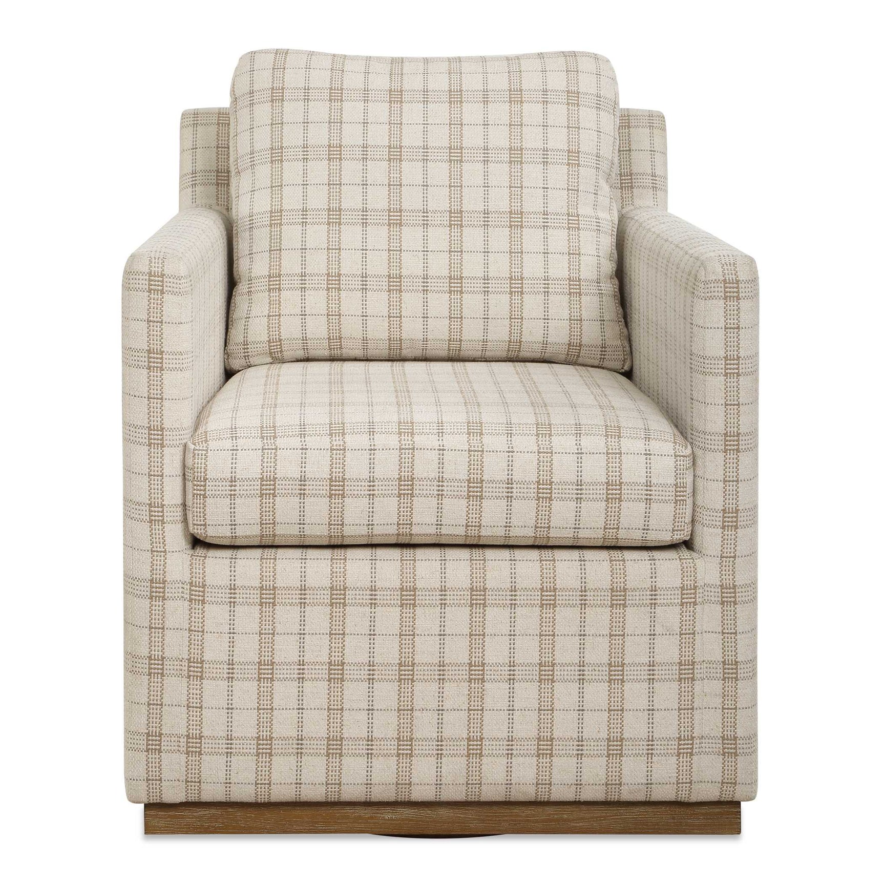 Basie White Casual Linen Swivel Chair