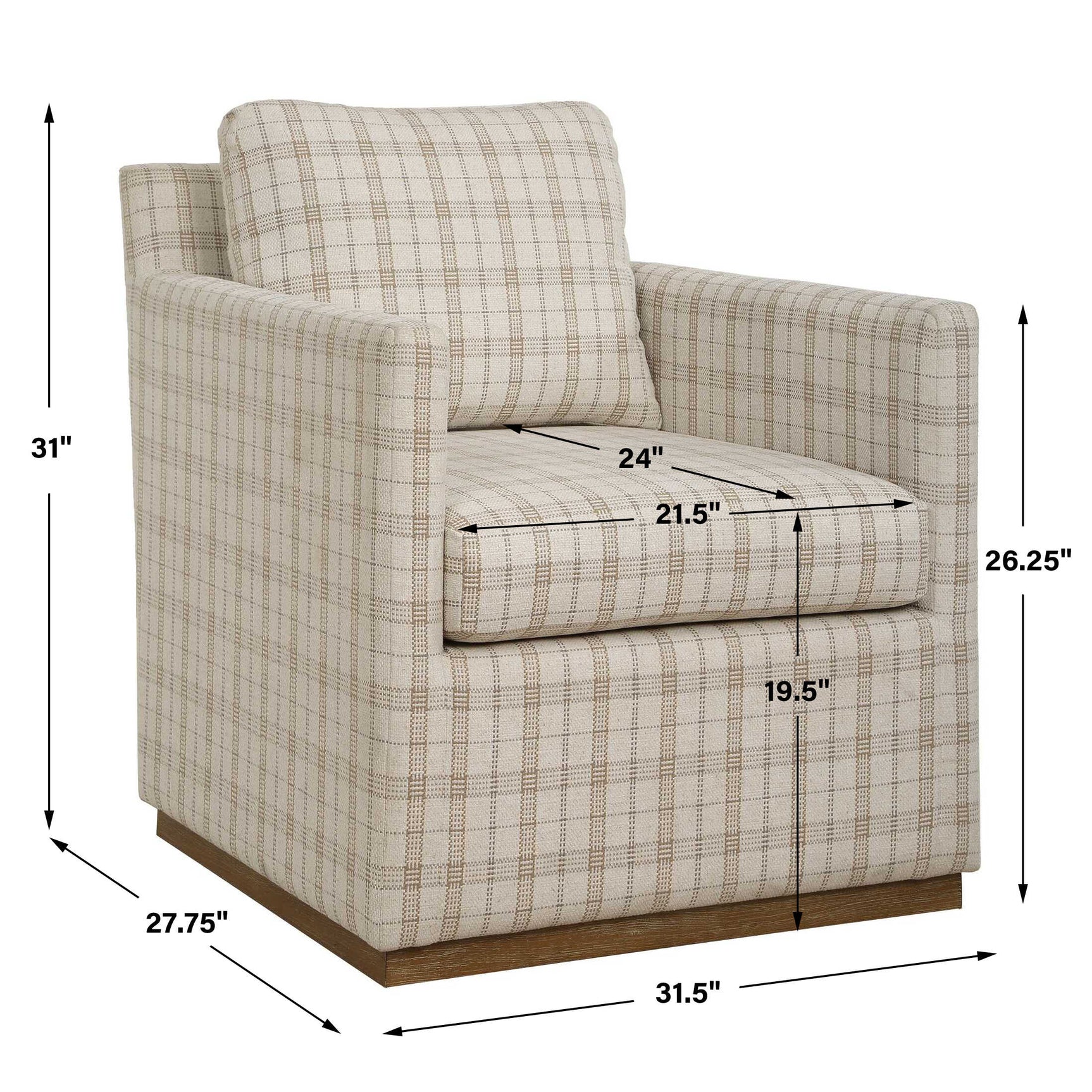 Basie White Casual Linen Swivel Chair