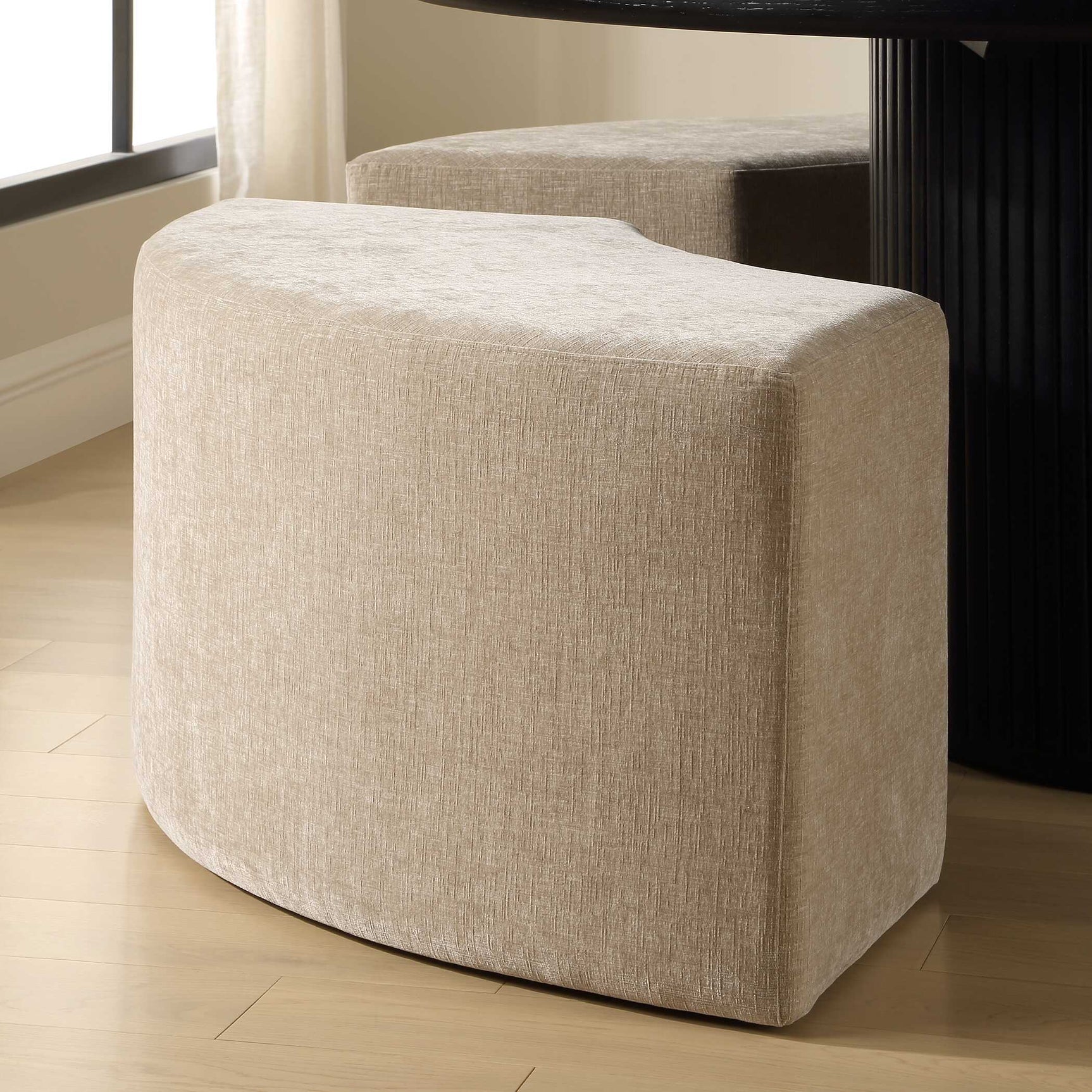 Khai Brown Rounded Plush Dining Bench