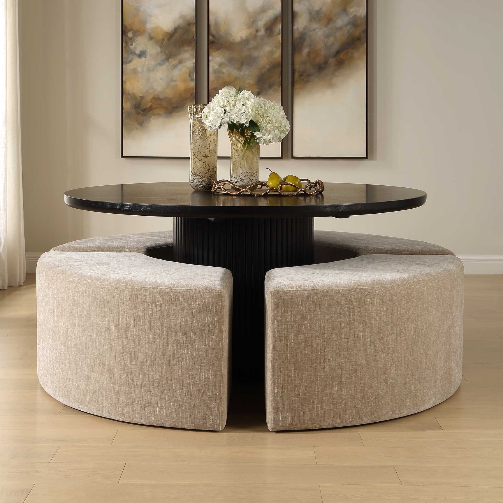 Khai Brown Rounded Plush Dining Bench