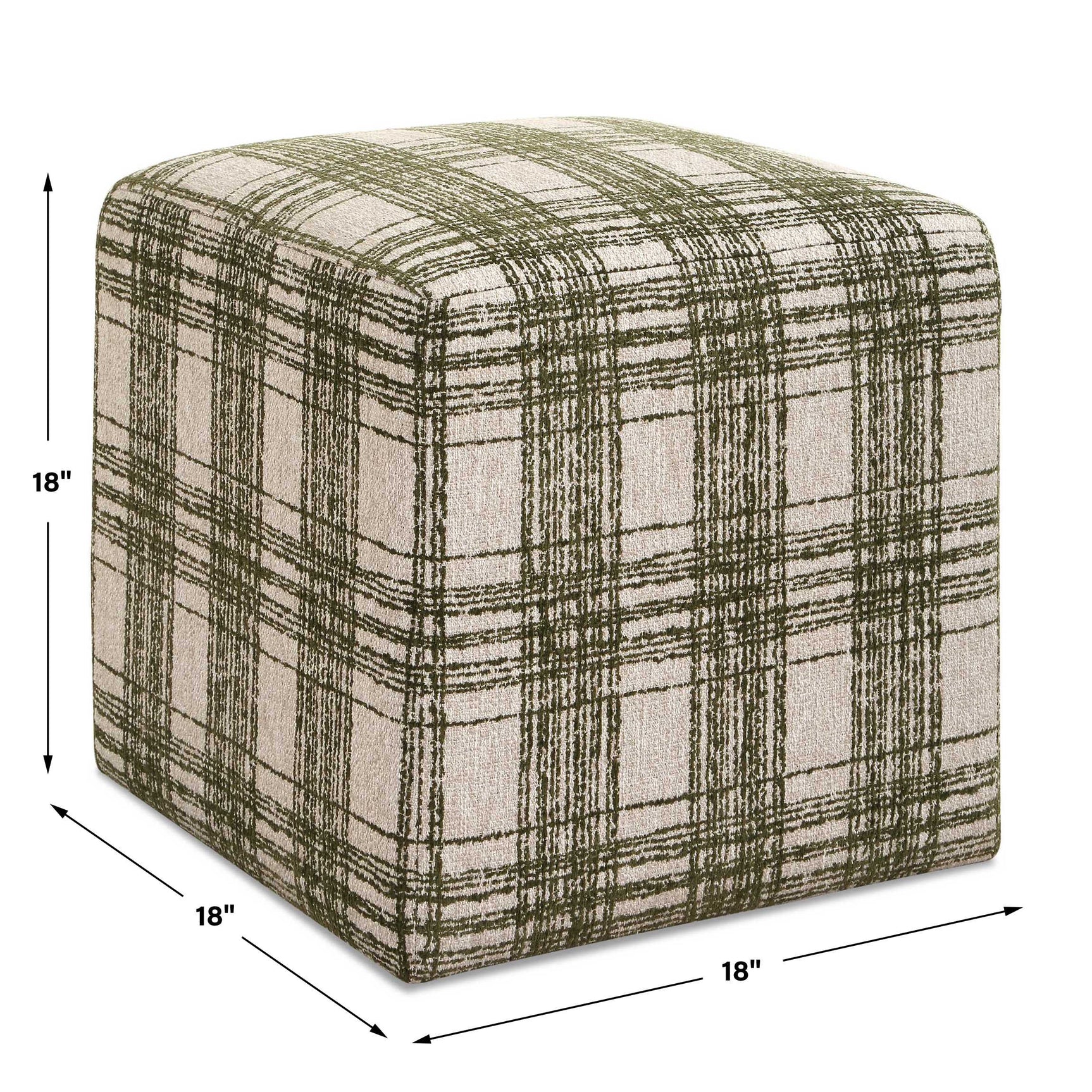 Joie Ireland Green/White Plaid Ottoman