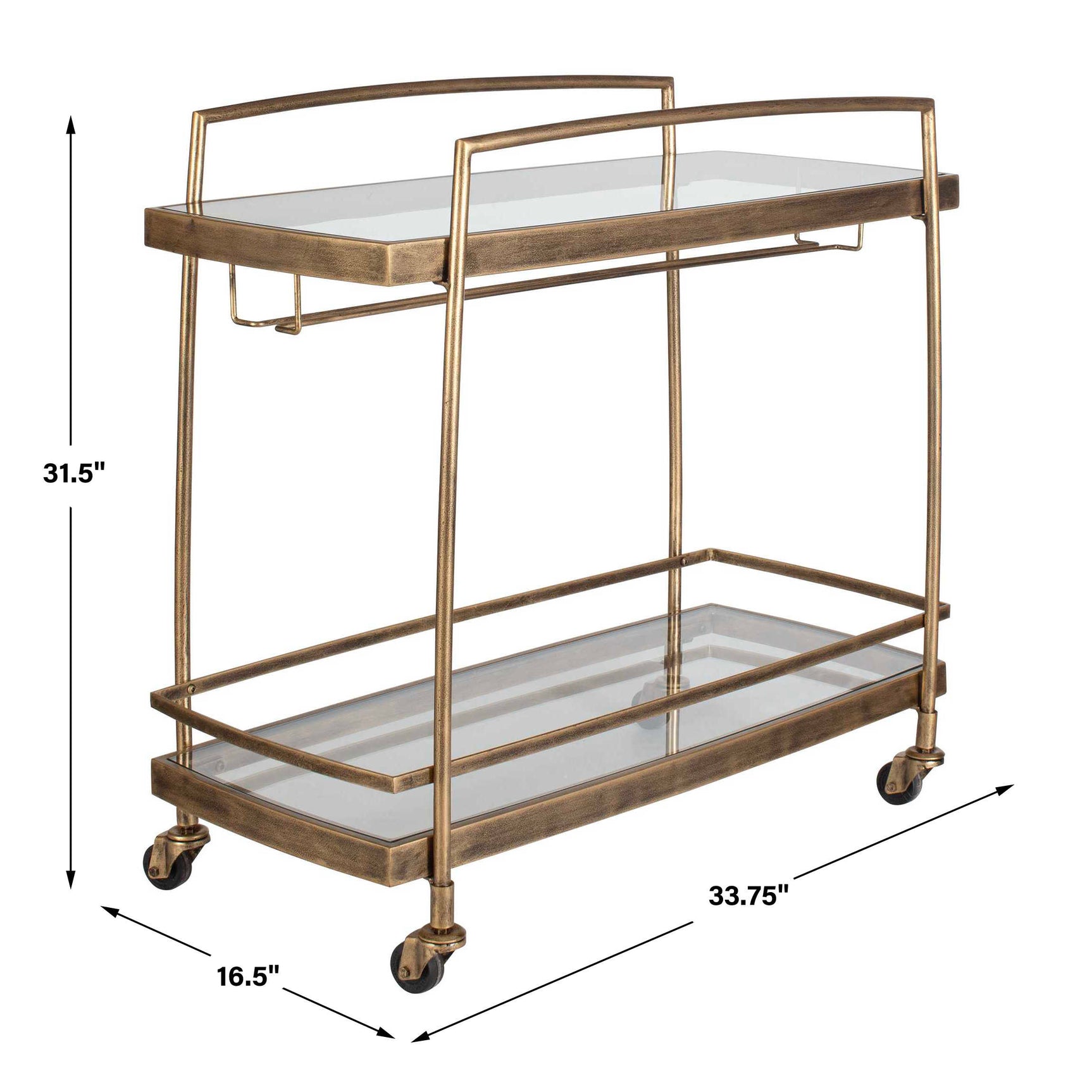 Scarritt Antique Brass Bar Cart