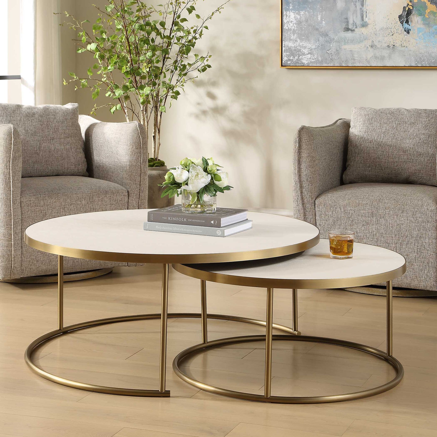 Aragon White Nesting Coffee Tables (Set of 2)