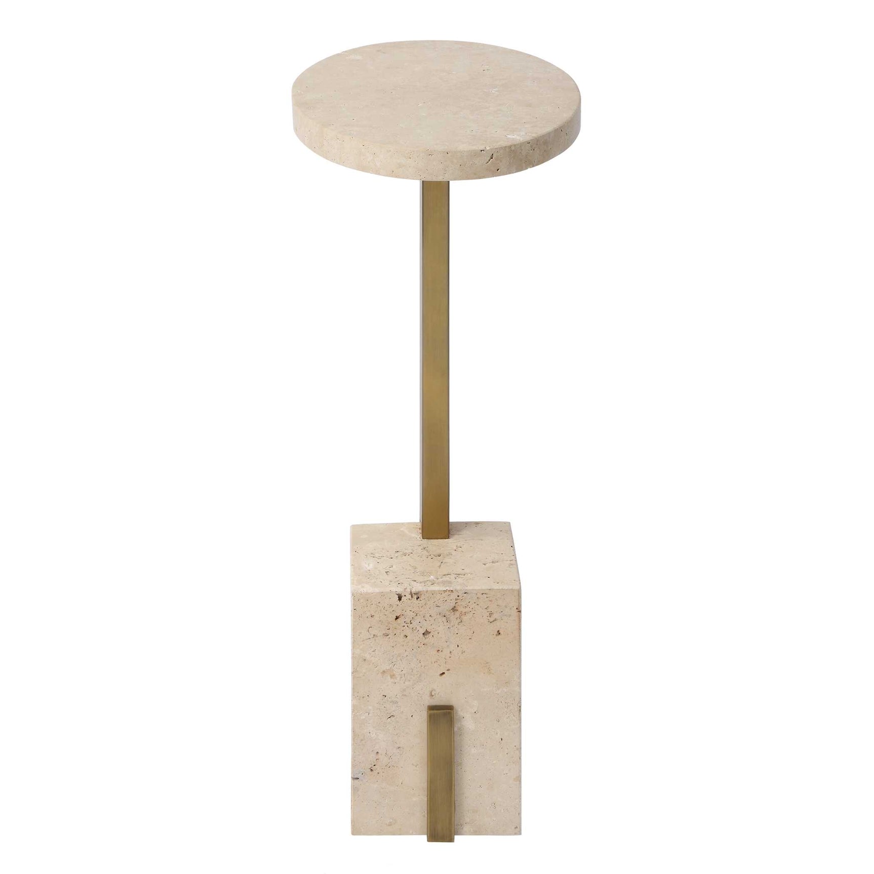 Feranno Brass Travertine Accent Table