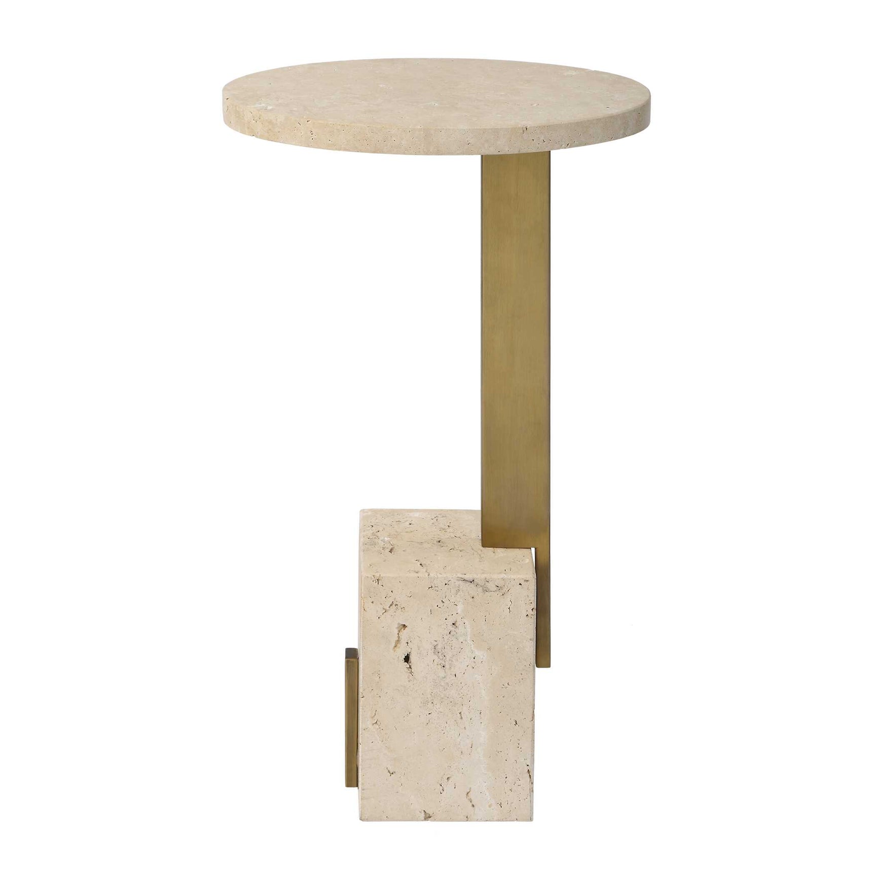 Feranno Brass Travertine Accent Table