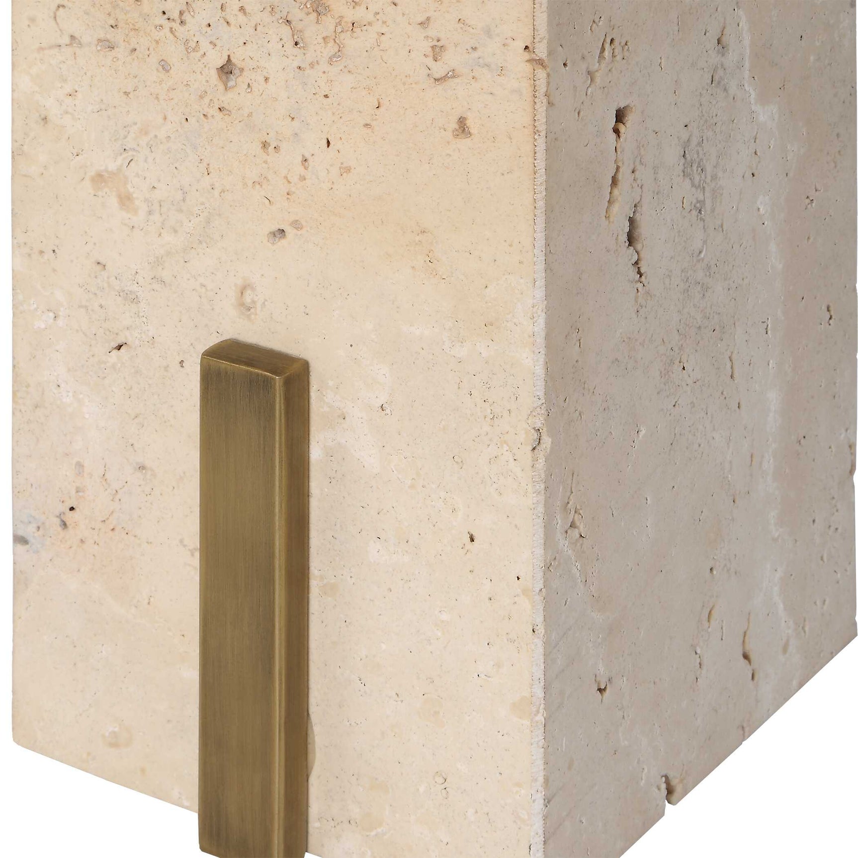 Feranno Brass Travertine Accent Table