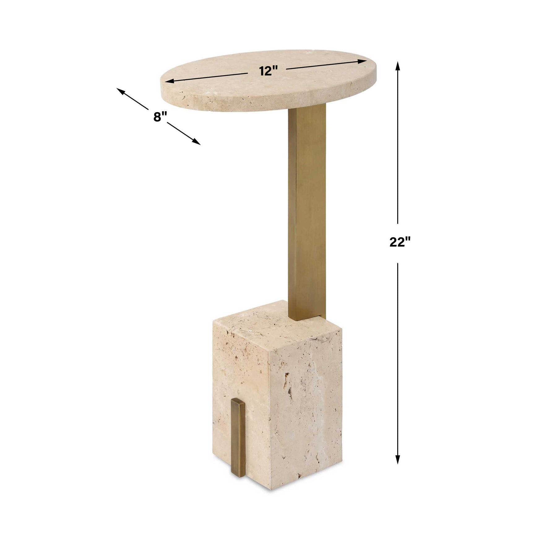 Feranno Brass Travertine Accent Table