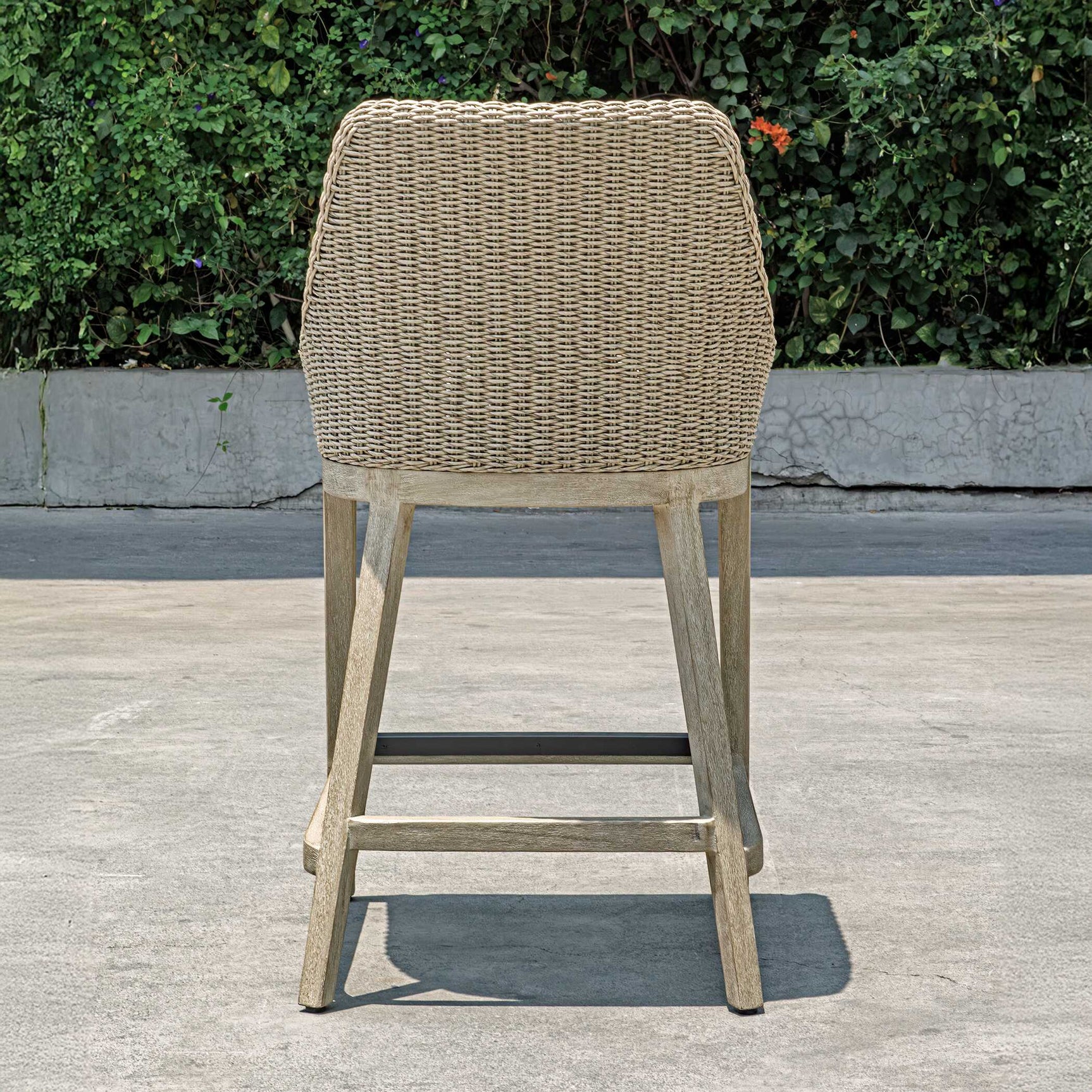 Paloma Brown/Gray/White Outdoor Wicker Counter Stool