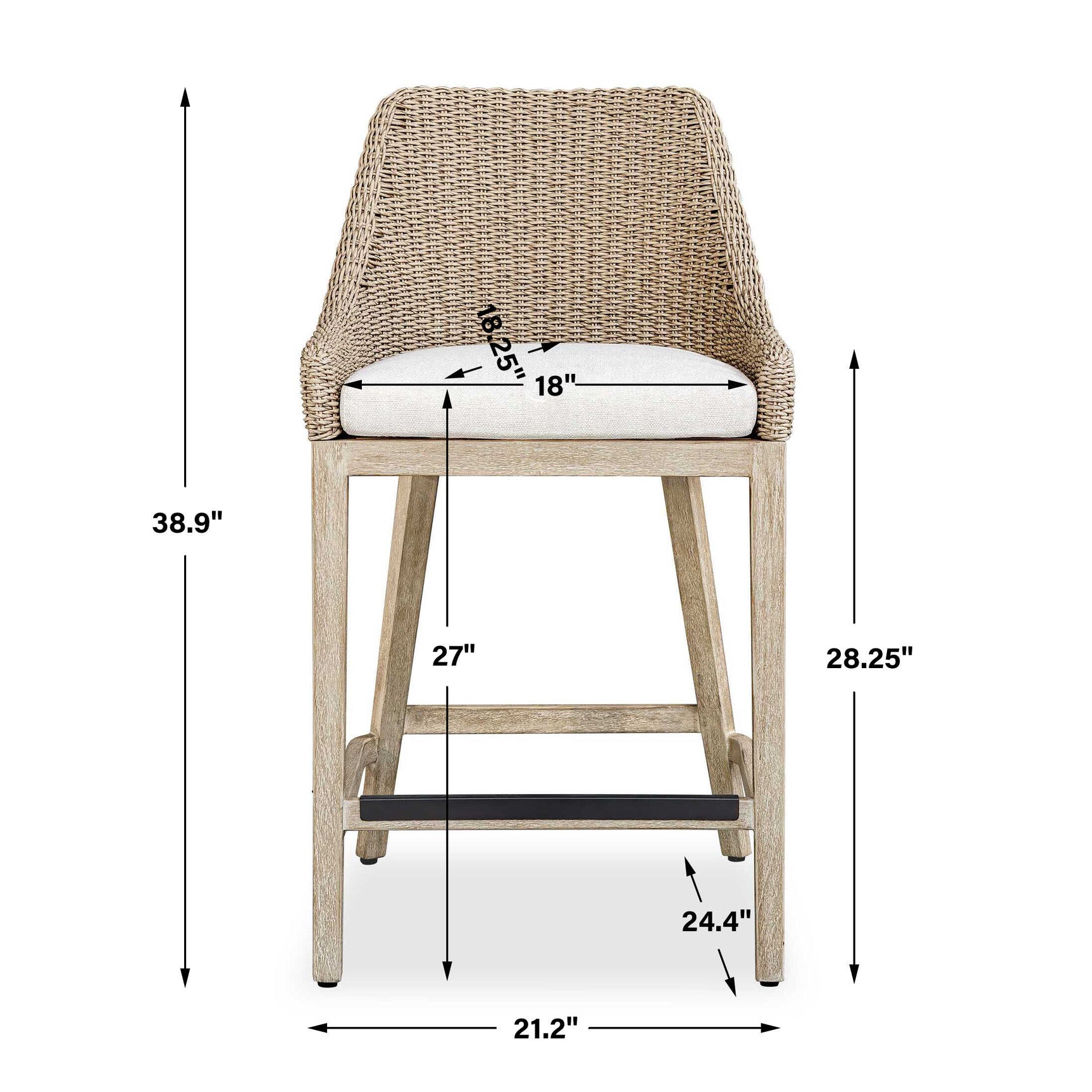 Paloma Brown/Gray/White Outdoor Wicker Counter Stool