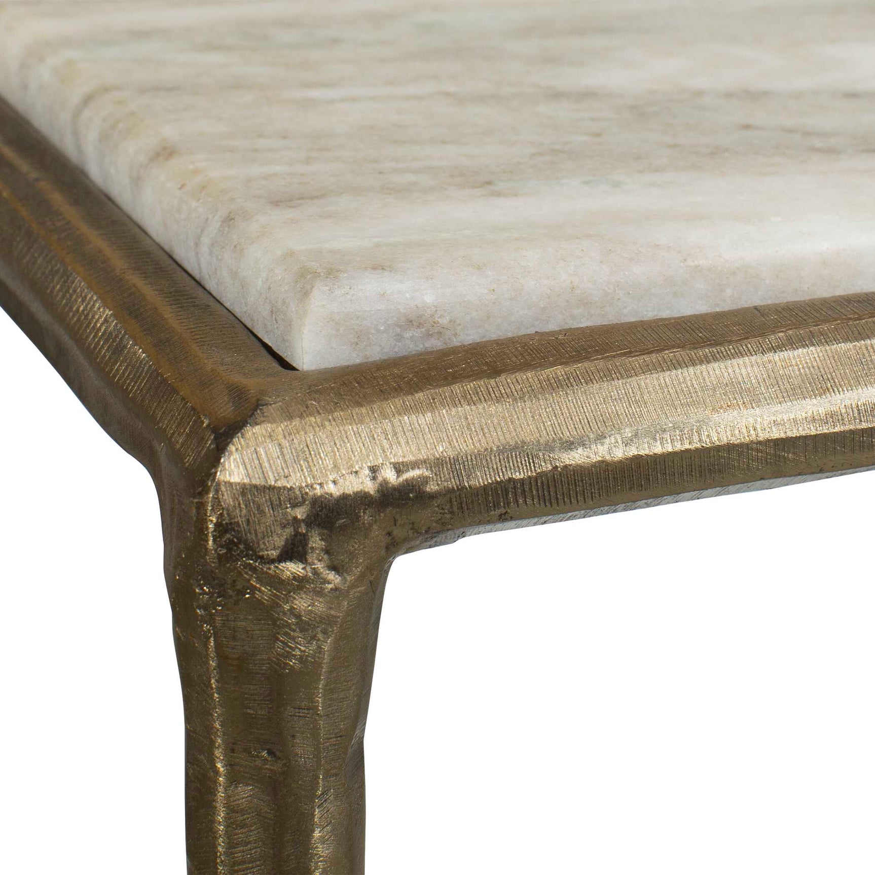 Minerva Brass/Gray/White Marble Top Console Table