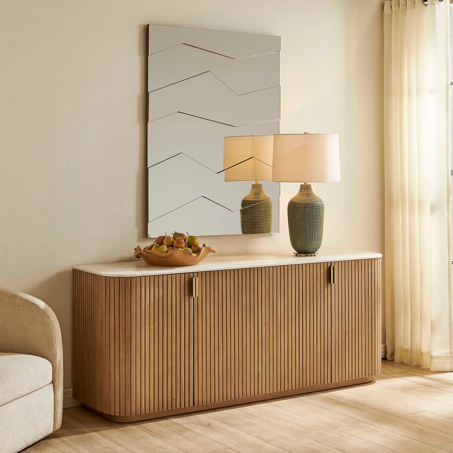 Arik Walnut 4 Door Cabinet