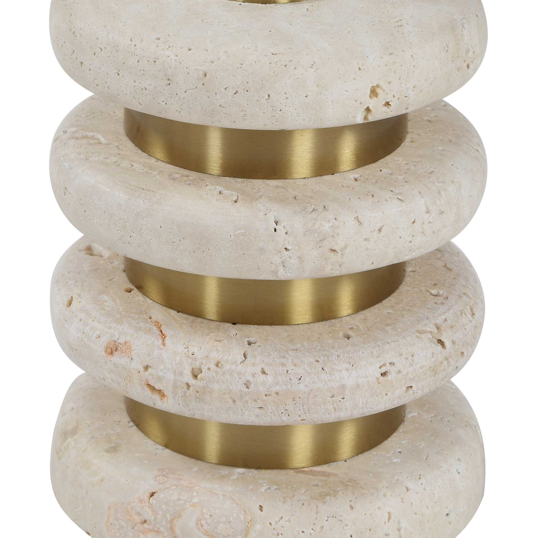 Adames Brass/White Travertine Drink Table