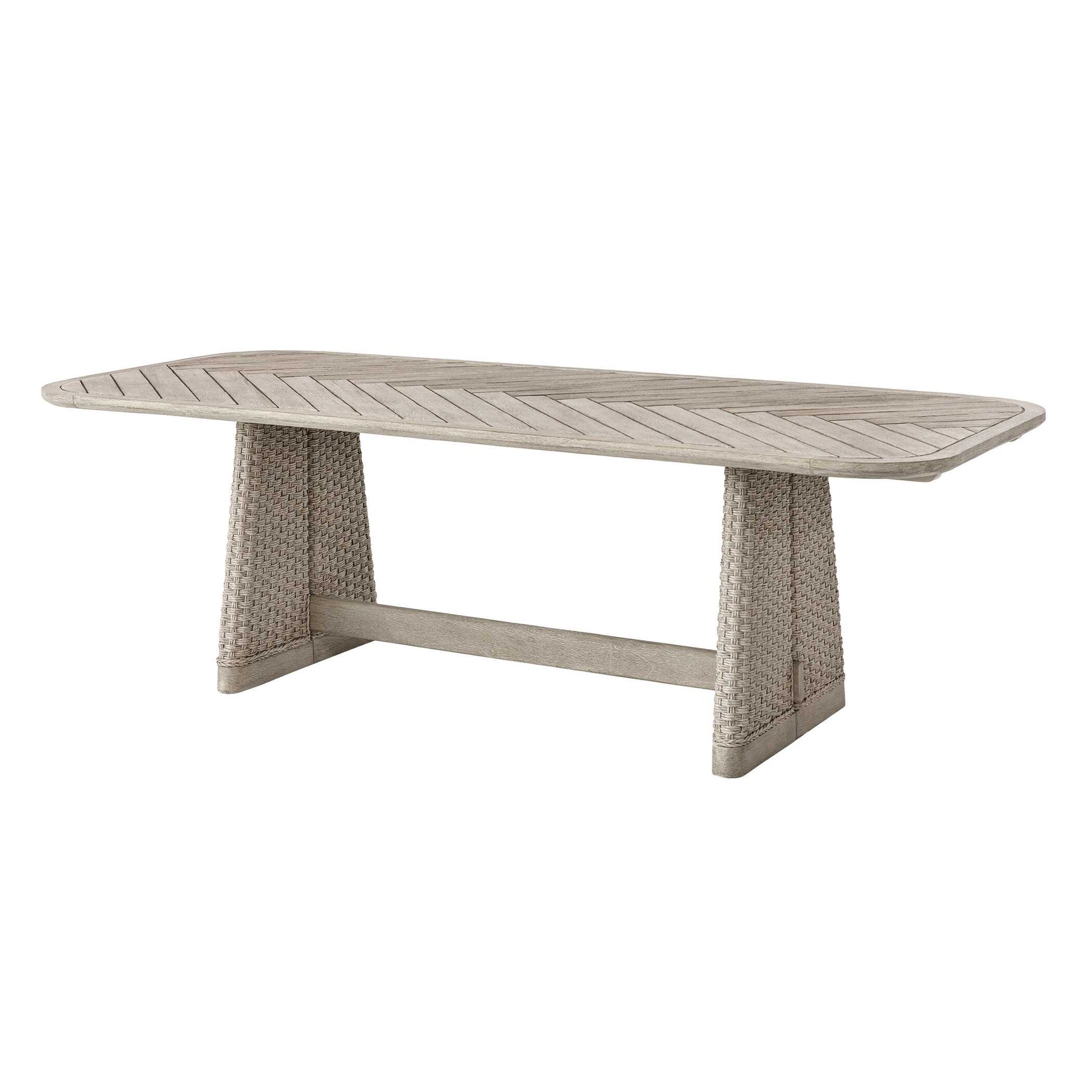 Harbor Brown/Woodtone Herringbone Indoor-Outdoor Dining Table